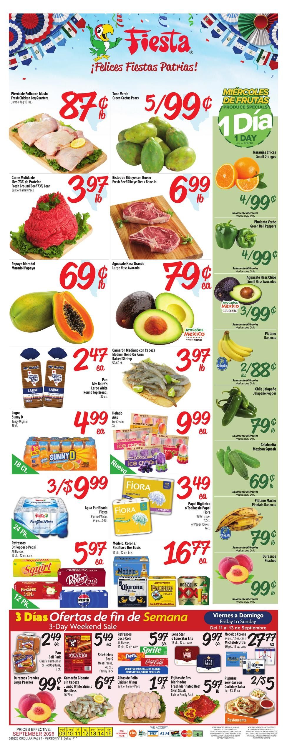 Fiesta Mart (Arlington Area, TX) Weekly Ad September 9 - 15, 2026