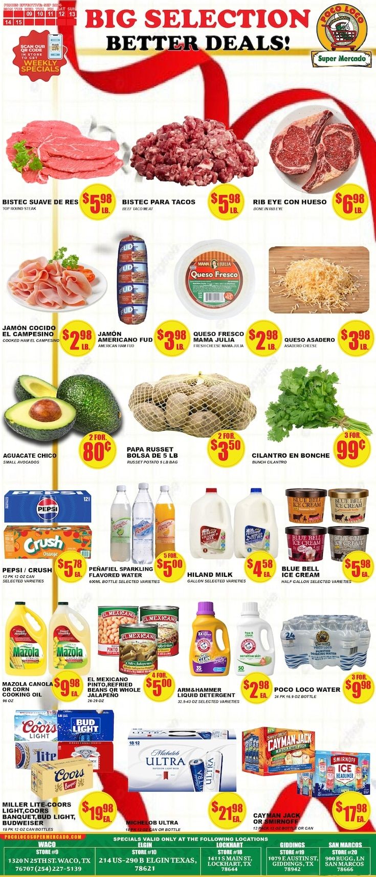Poco Loco Supermercado (Elgin and other locations, TX) Weekly Ad September 9 - 15, 2026