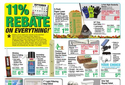 Menards (Chicago Area, IL) 11% Rebate Sale Weekly Ad September 9 - 20, 2026