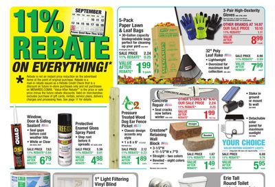 Menards (Escanaba Area, MI) 11% Rebate Sale Weekly Ad September 9 - 20, 2026