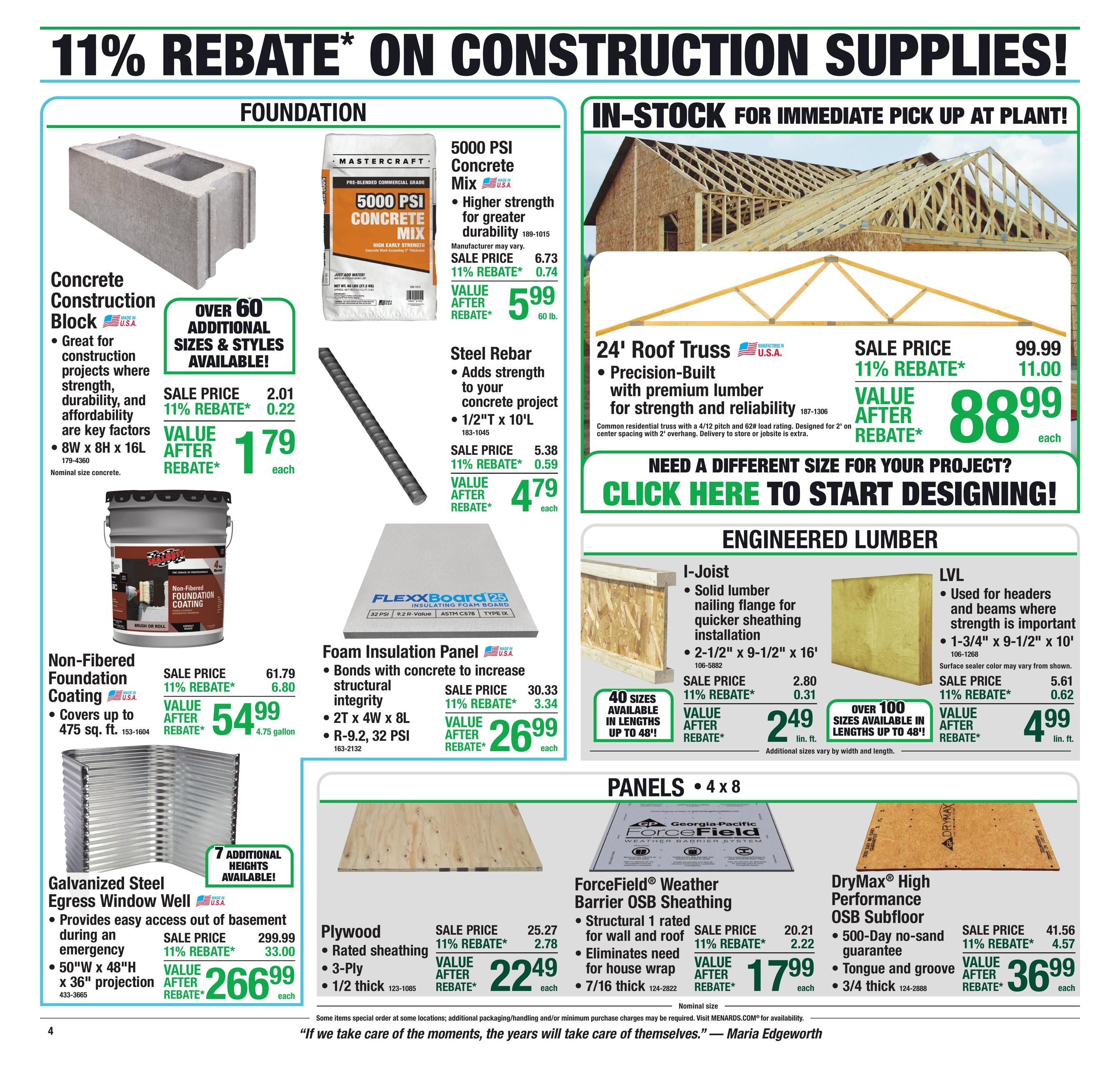 Menards (Almena Area, KS) 11% Rebate Sale Weekly Ad September 9 - 20, 2026