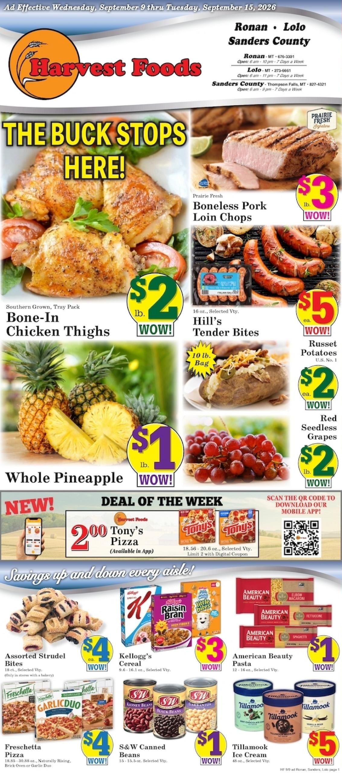 Harvest Foods (Missoula Area, MT) Weekly Ad September 9 - 15, 2026