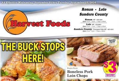 Harvest Foods (Missoula Area, MT) Weekly Ad September 9 - 15, 2026
