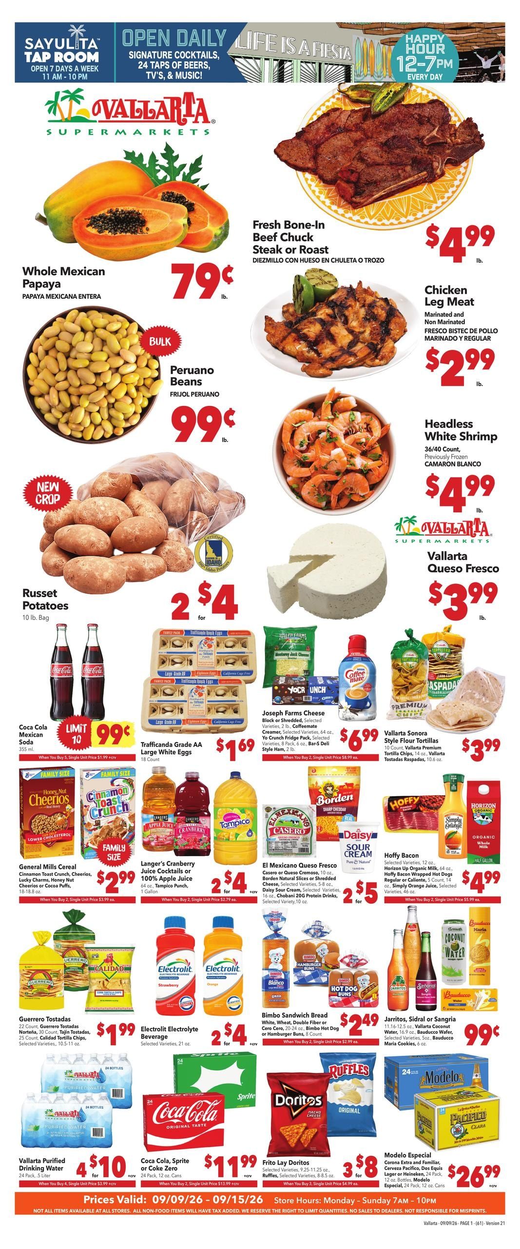 Vallarta Supermarkets (Menifee Area, CA) Grocery Savings Weekly Ad September 9 - 15, 2026
