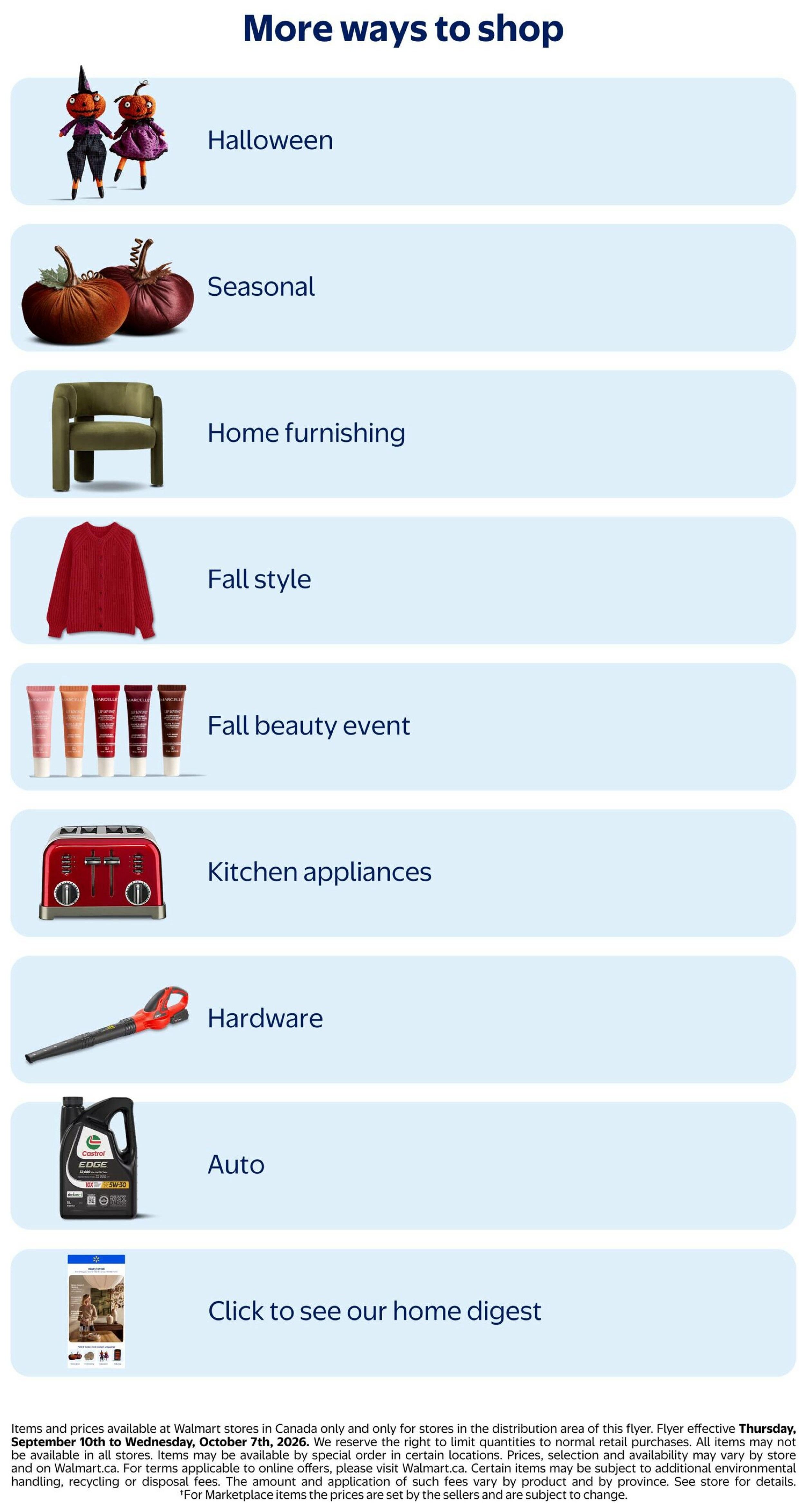 Walmart Fall Flyer September 10 to October 21
