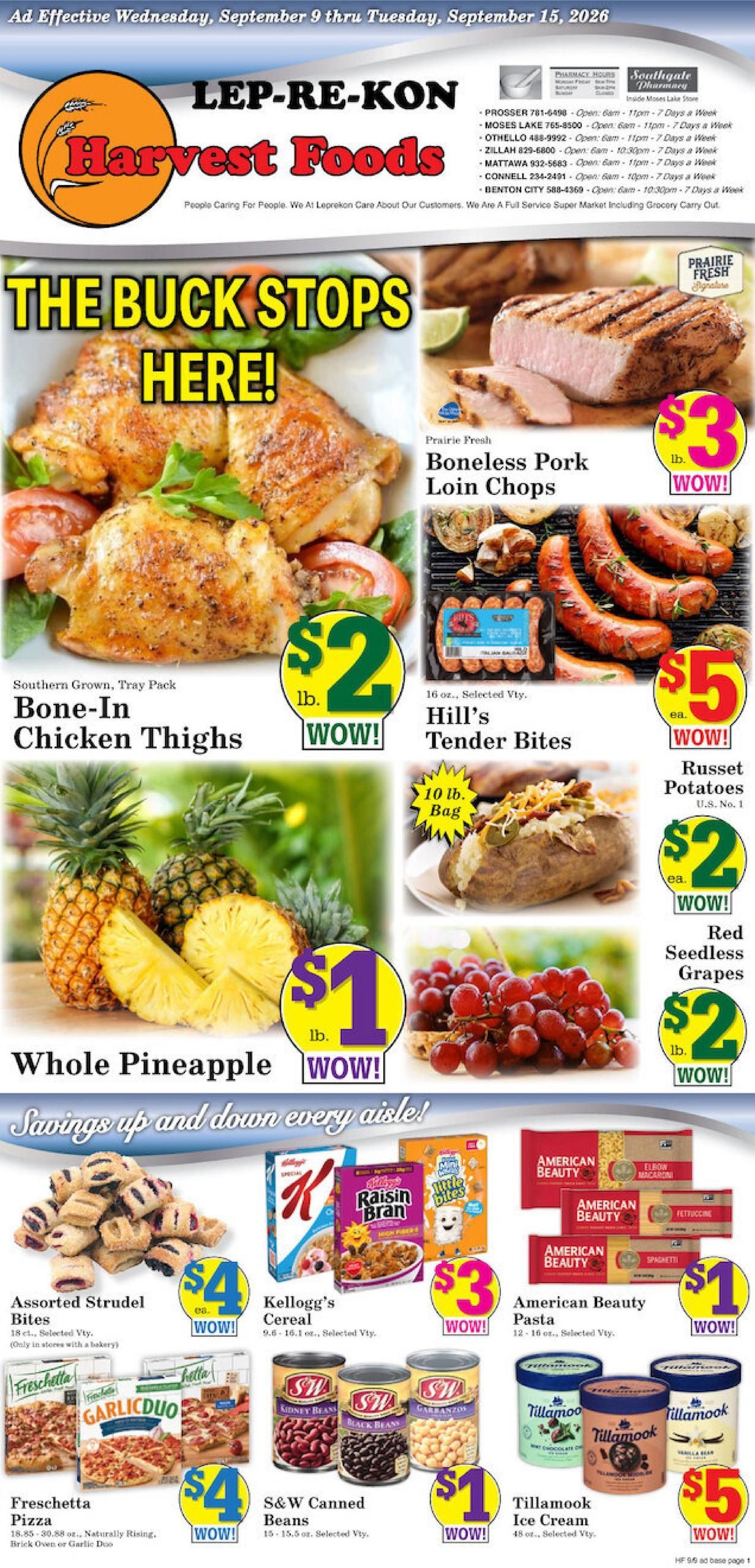 Harvest Foods (Wapato Area, WA) Weekly Ad September 9 - 15, 2026