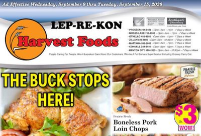 Harvest Foods (Wapato Area, WA) Weekly Ad September 9 - 15, 2026