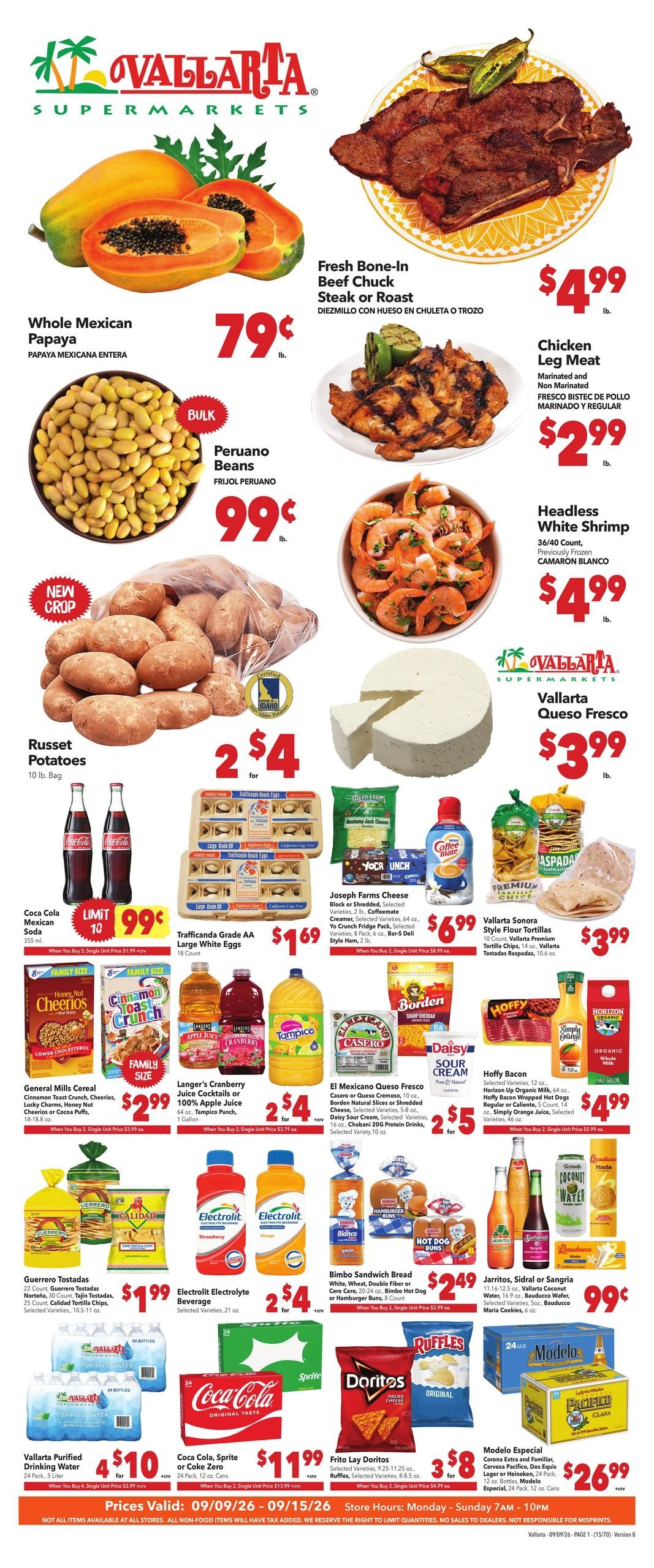 Vallarta Supermarkets (West Covina Area, CA) Grocery Savings Weekly Ad September 9 - 15, 2026