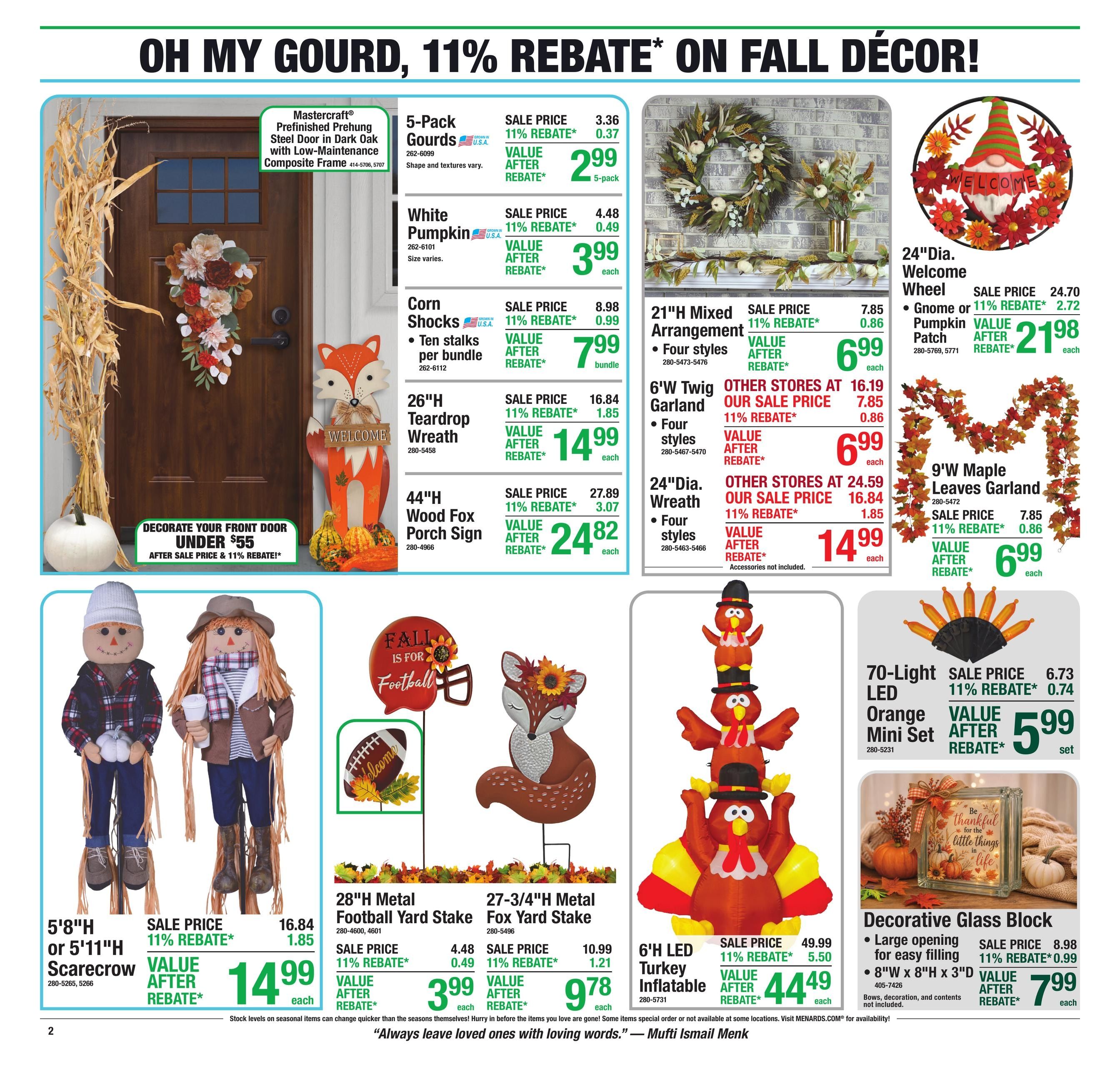 Menards (Fargo Area, ND) 11% Rebate Sale Weekly Ad September 9 - 20, 2026