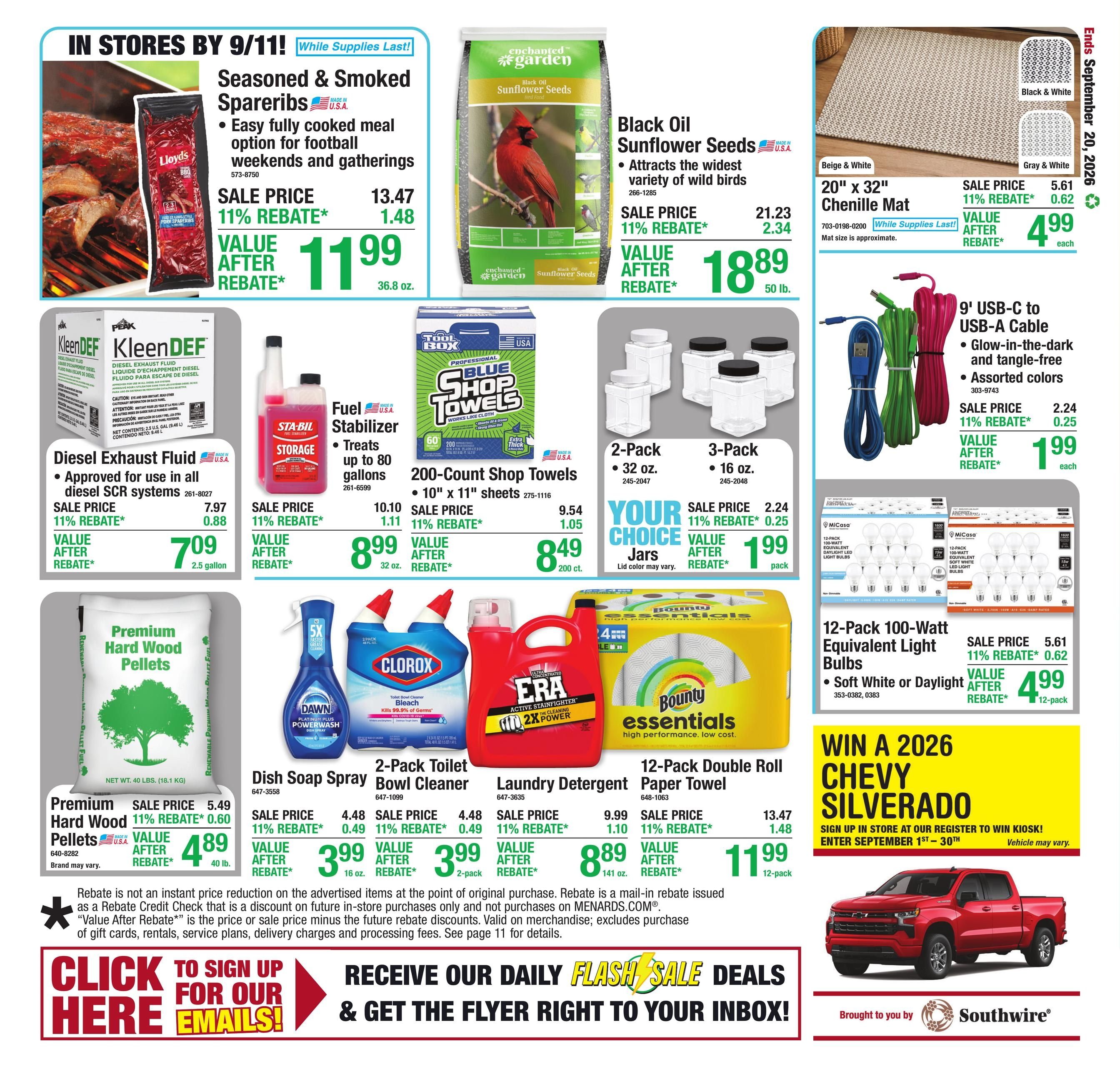 Menards (Fargo Area, ND) 11% Rebate Sale Weekly Ad September 9 - 20, 2026
