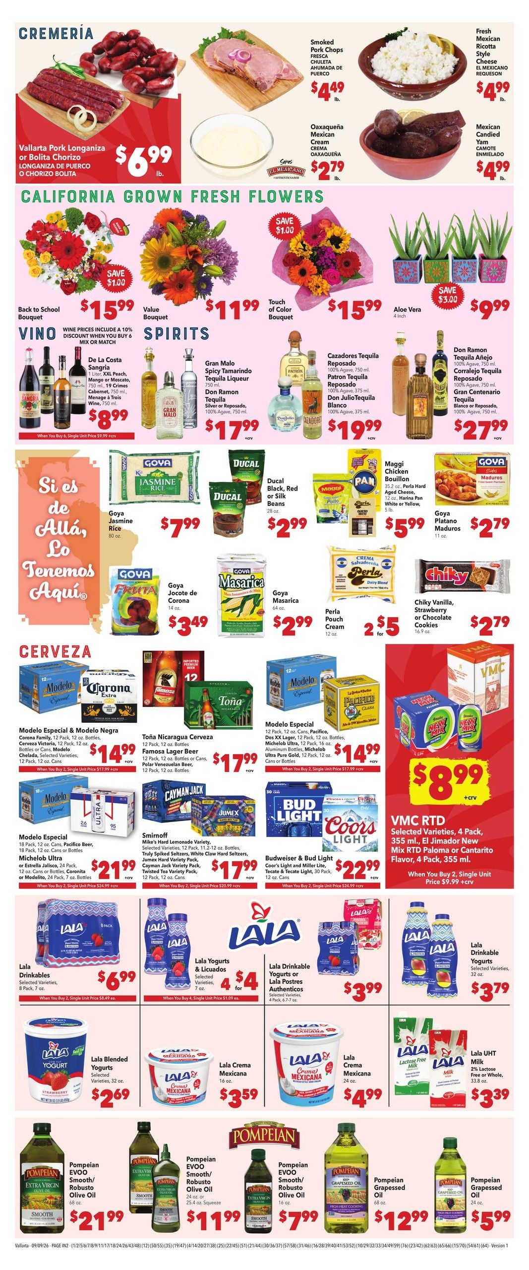 Vallarta Supermarkets (Lancaster Area, CA) Grocery Savings Weekly Ad September 9 - 15, 2026