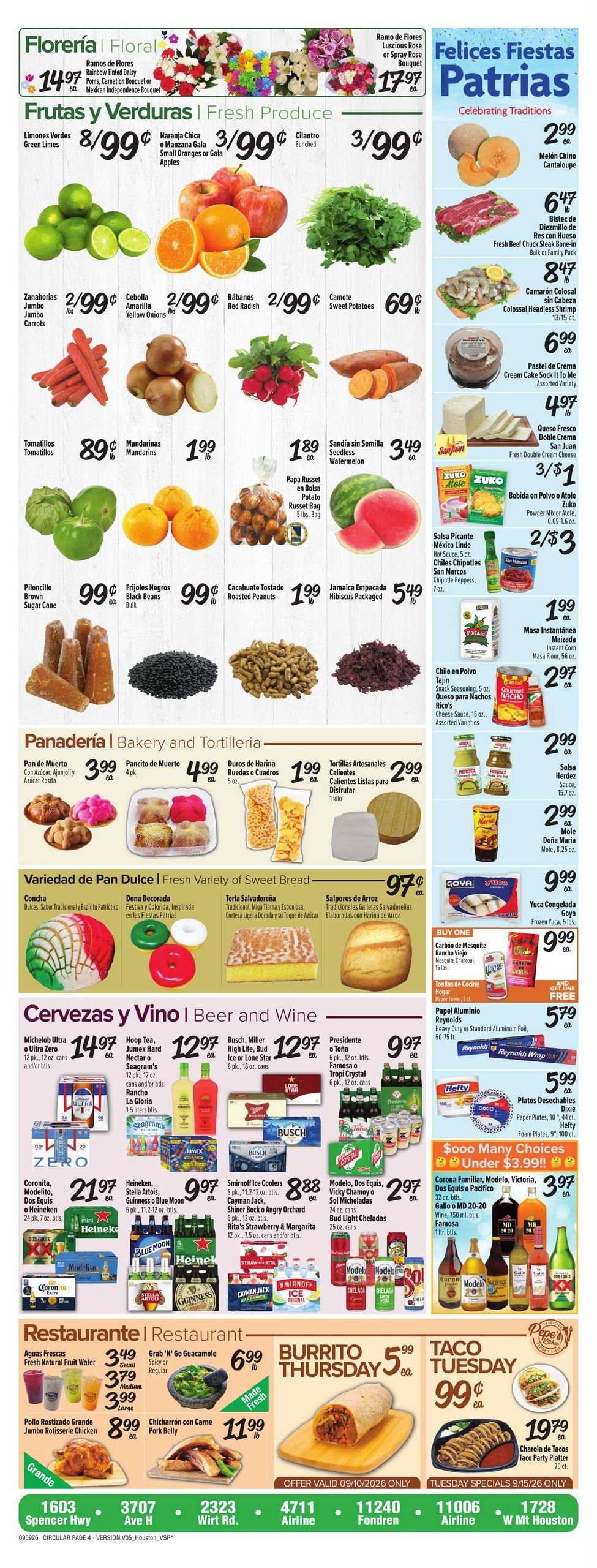 Fiesta Mart (Pasadena Area, TX) Weekly Ad September 9 - 15, 2026