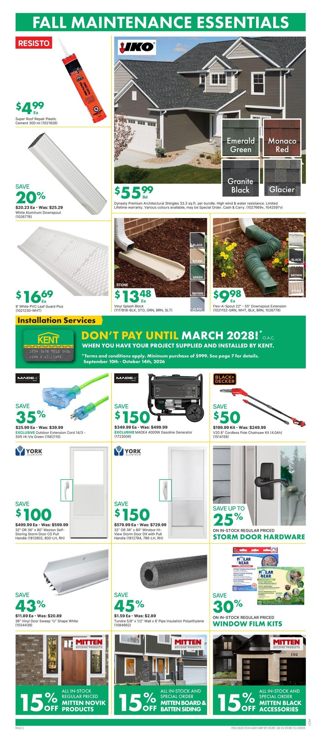 Kent Building Supplies Flyer September 10 to 16