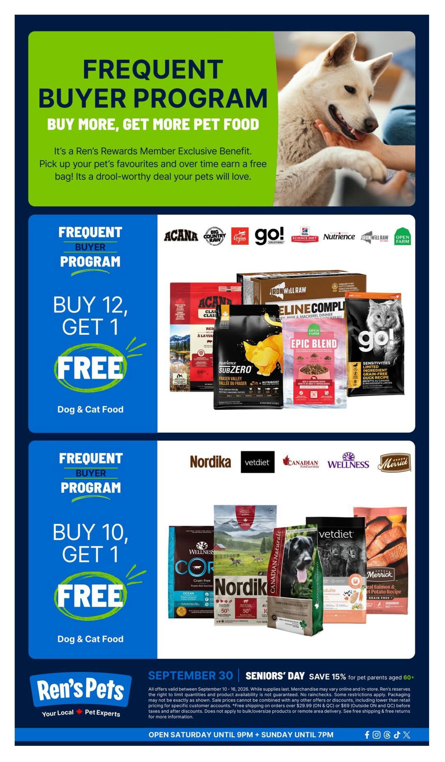 Ren's Pets Flyer September 10 to 16