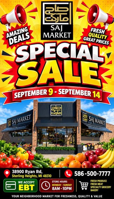 Saj Market Weekly Ad September 9 - 15, 2026