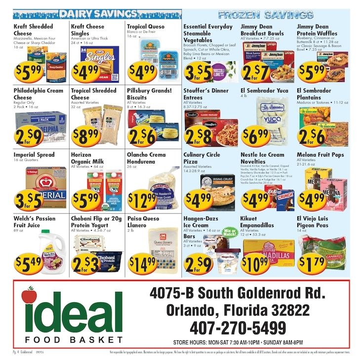 Ideal Food Basket (4075 South Goldenrod Road, Orlando, FL) Weekly Ad September 9 - 15, 2026