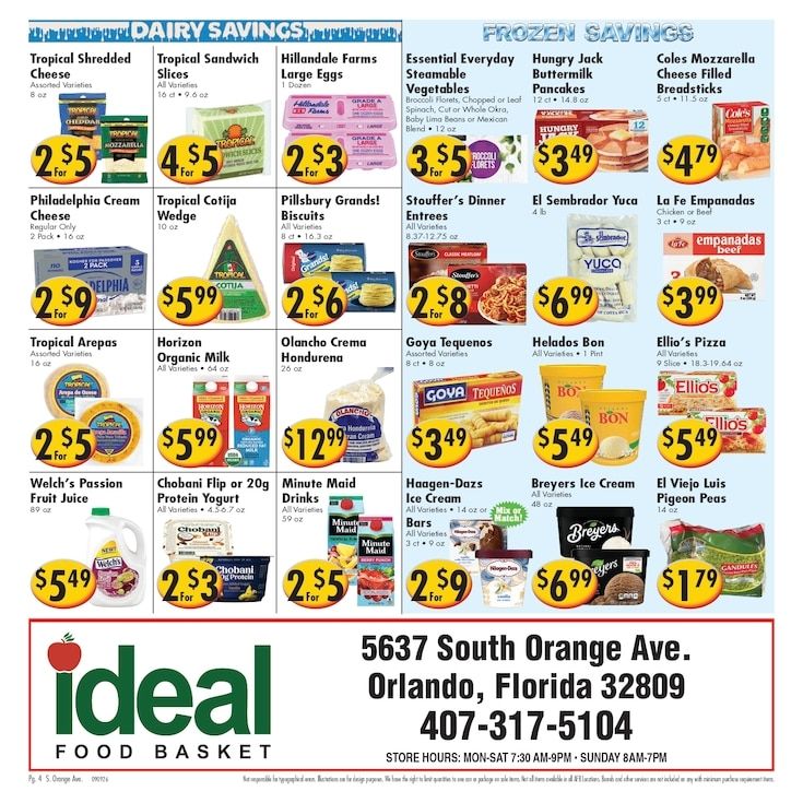 Ideal Food Basket (5637 South Orange Ave, Orlando, FL) Weekly Ad September 9 - 15, 2026