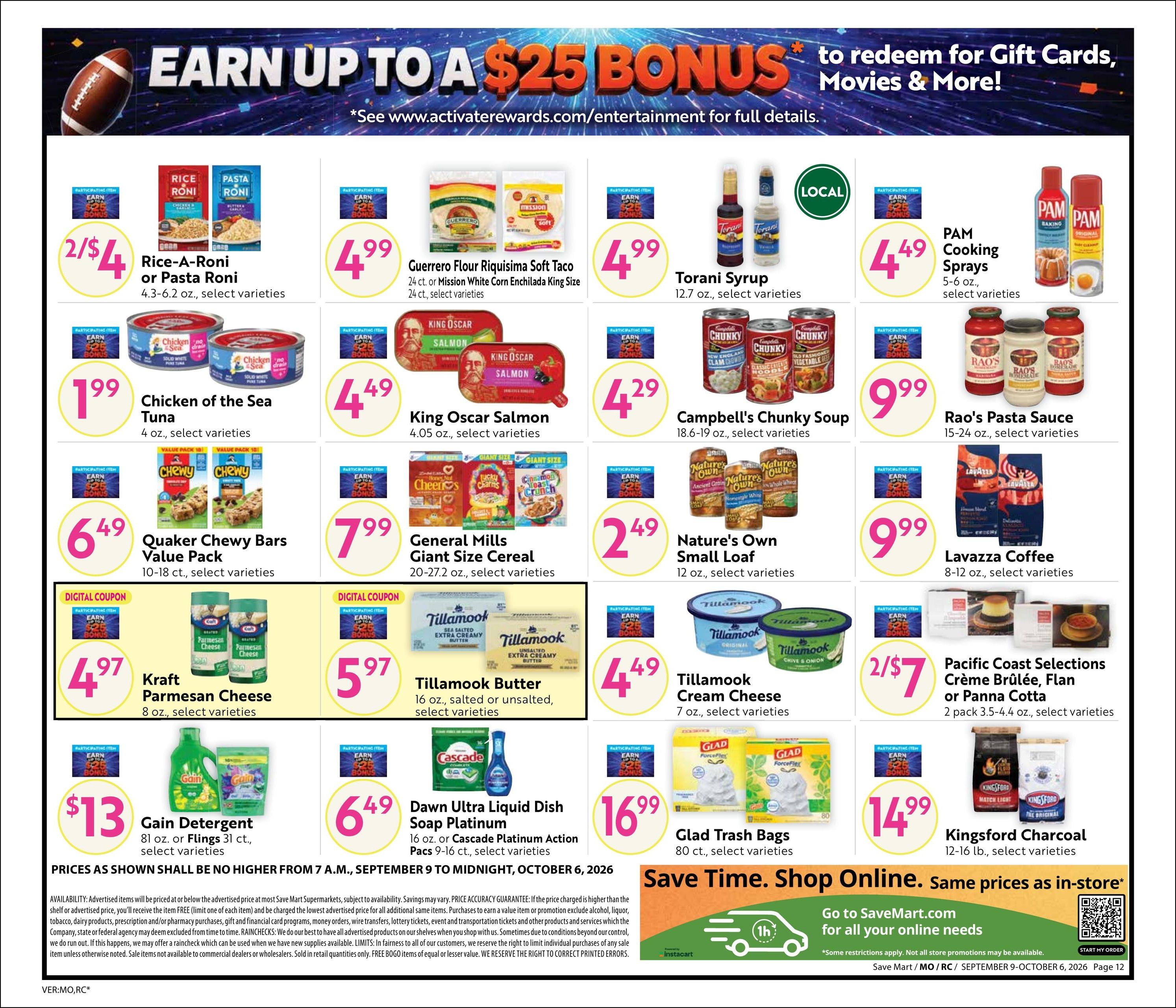 Save Mart (Loyalton Area, CA) Big Monthly Deals Weekly Ad September 9 - October 6, 2026