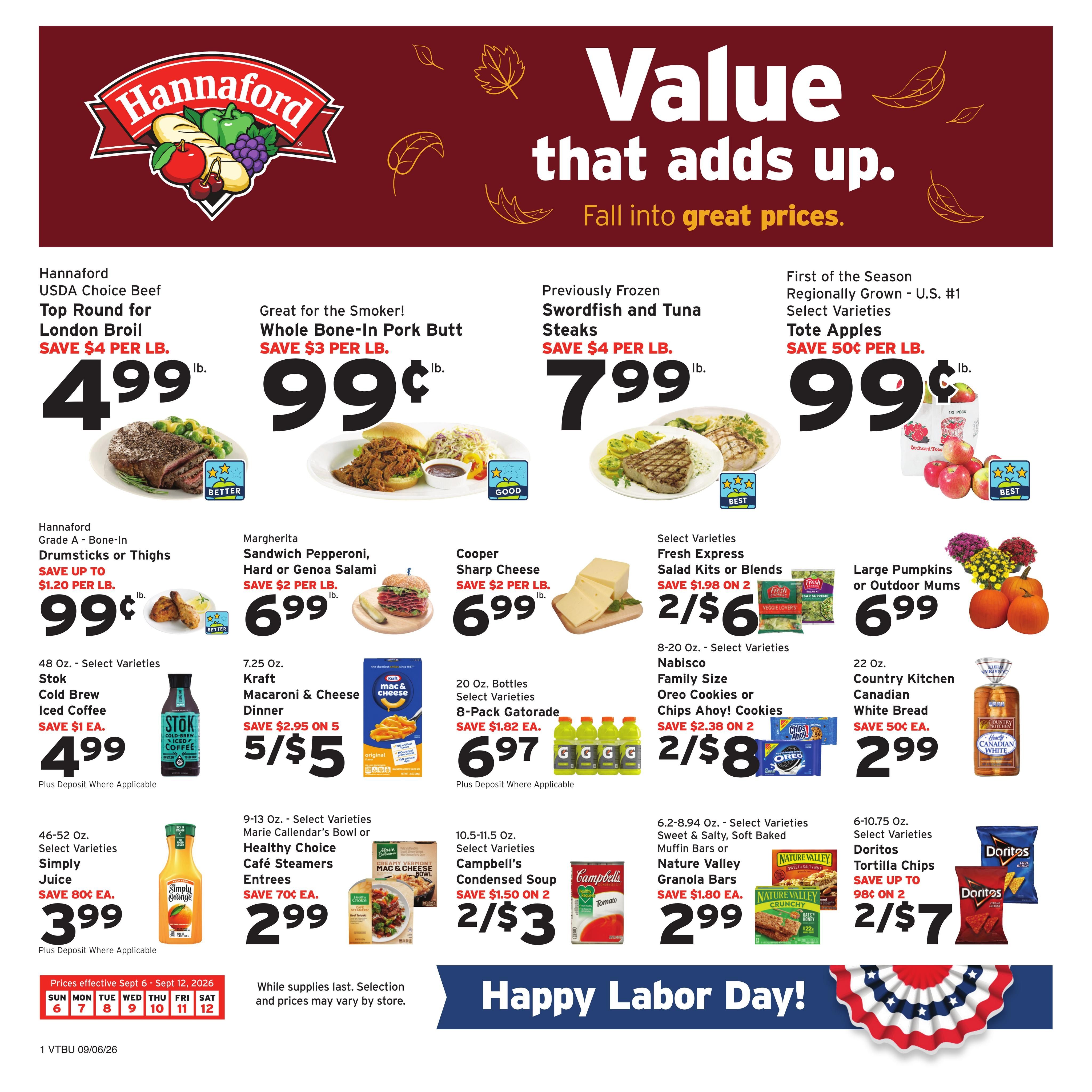 Hannaford (Montpelier Area, VT) Week 37 Weekly Ad September 6 - 12, 2026