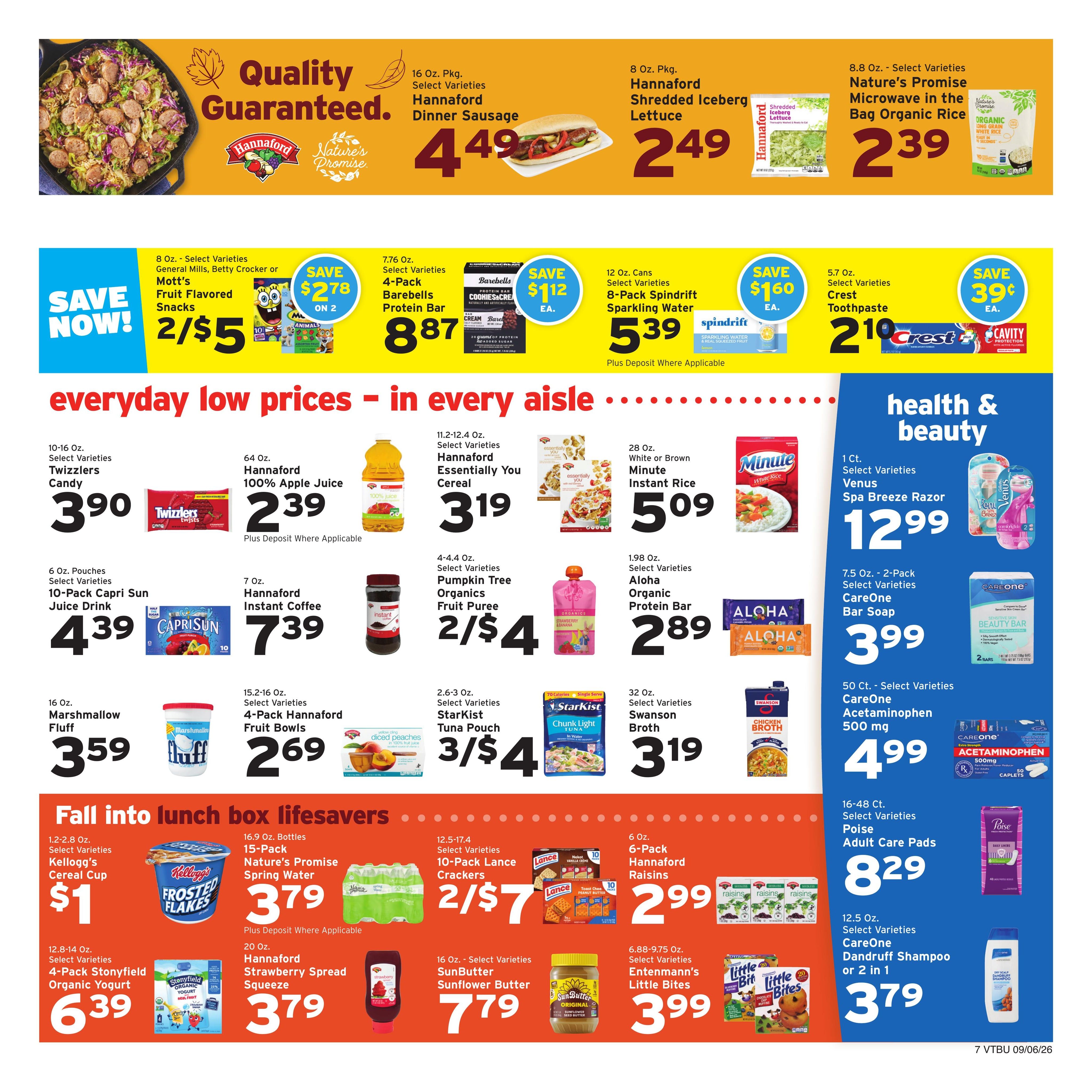 Hannaford (Montpelier-Saint Albans Area, VT) Week 37 Weekly Ad September 6 - 12, 2026
