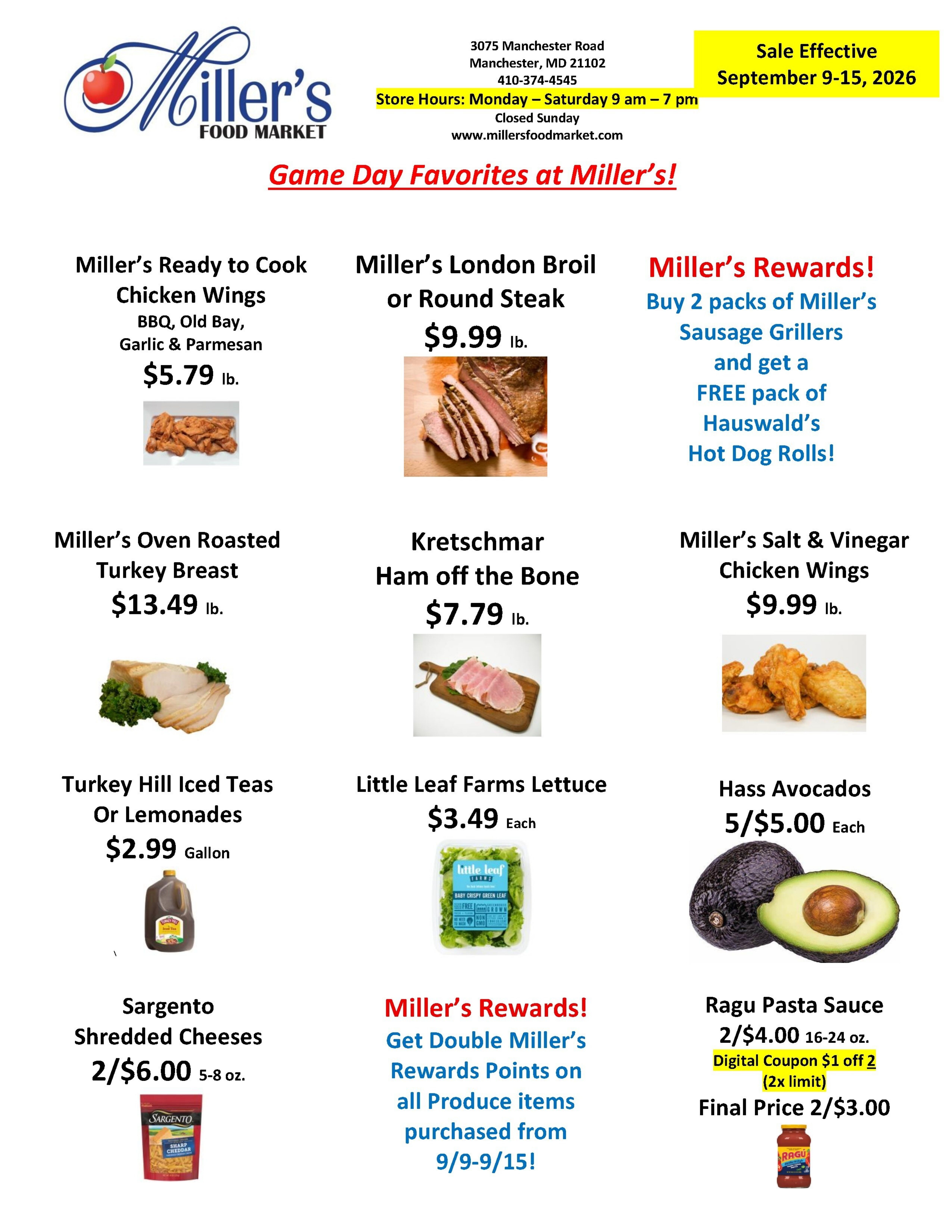 Miller's Food Market Weekly Ad September 9 - 15, 2026