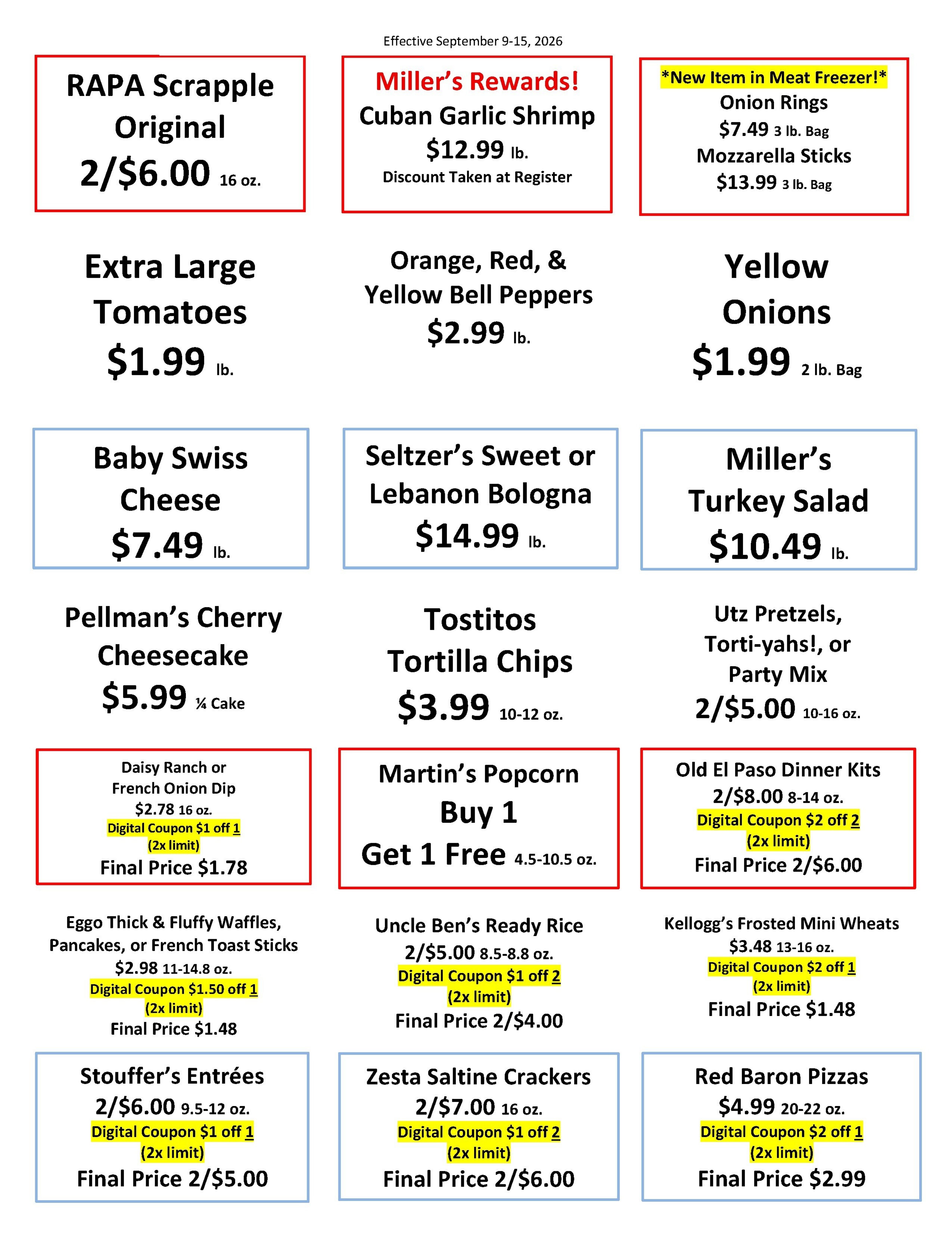 Miller's Food Market Weekly Ad September 9 - 15, 2026
