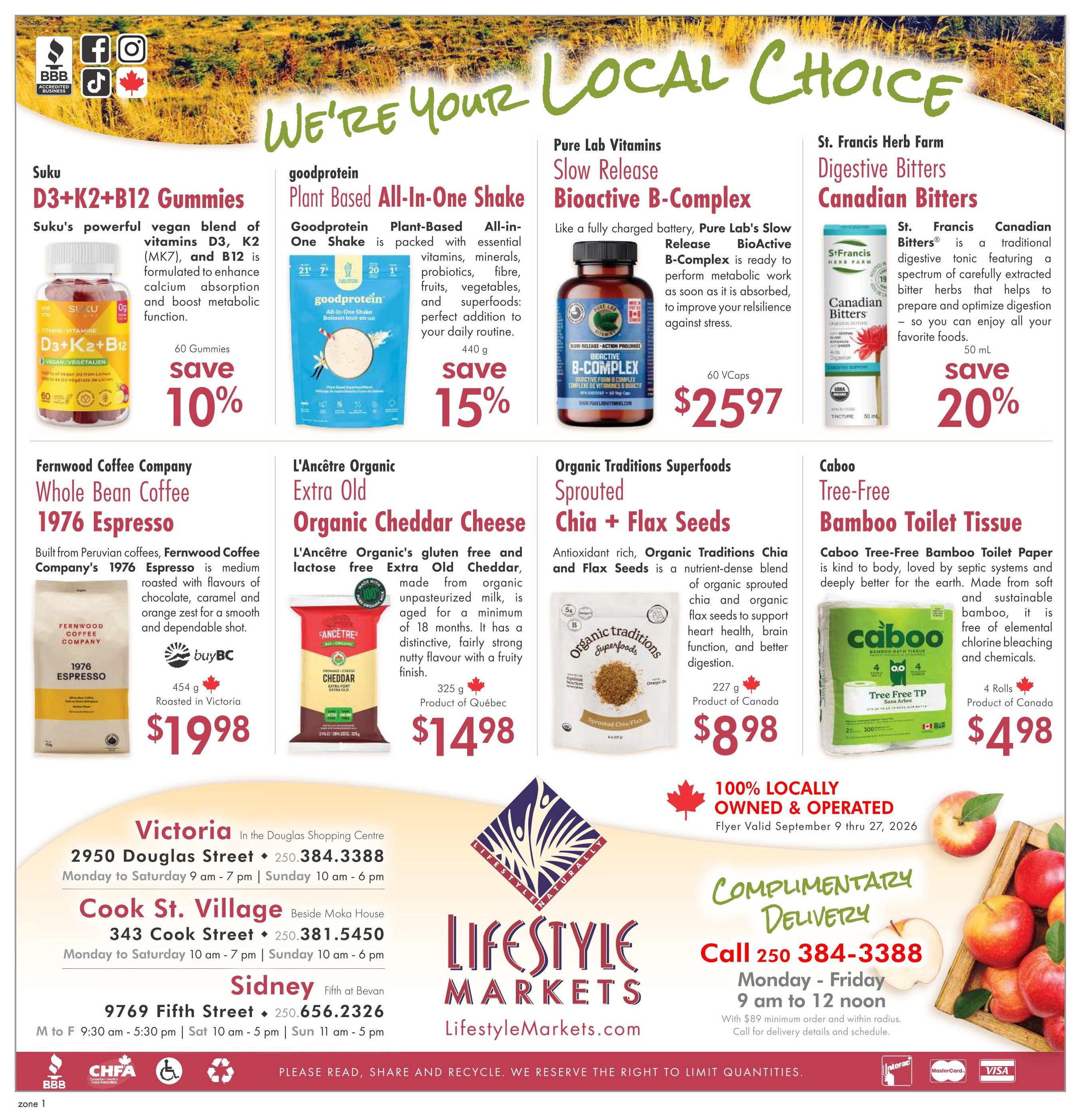 Lifestyle Markets Flyer September 9 to 27