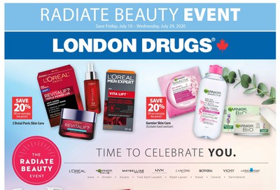 London Drugs Radiate Beauty Event Flyer July 10 to 29