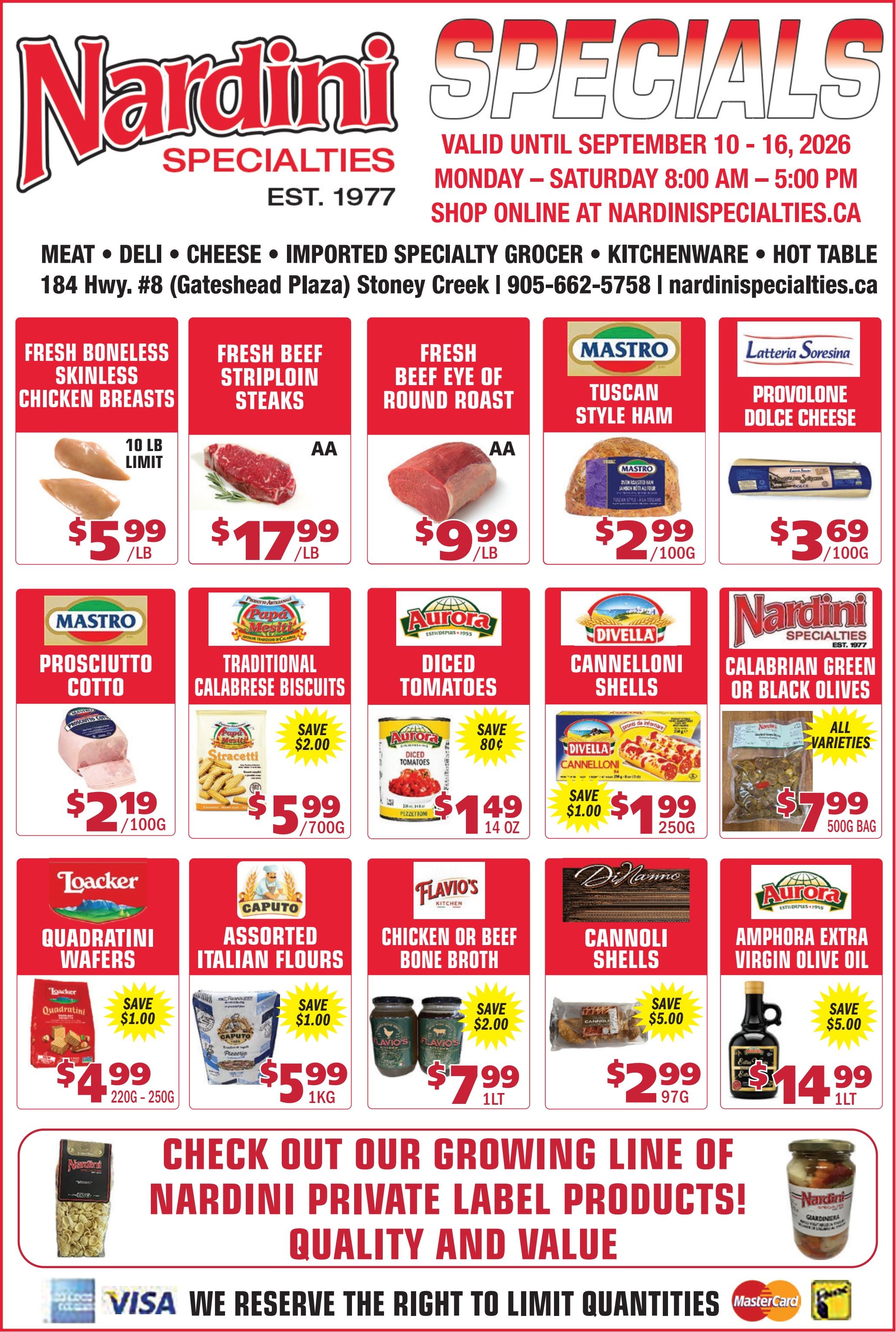 Nardini Specialties Flyer September 10 to 16