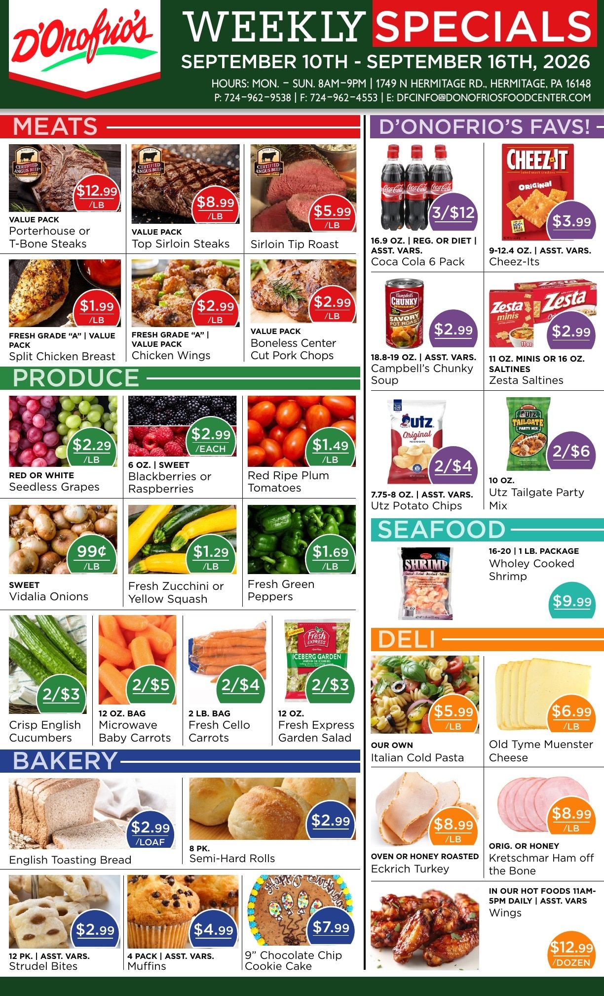 D'Onofrio's Food Center Weekly Ad September 10 - 16, 2026