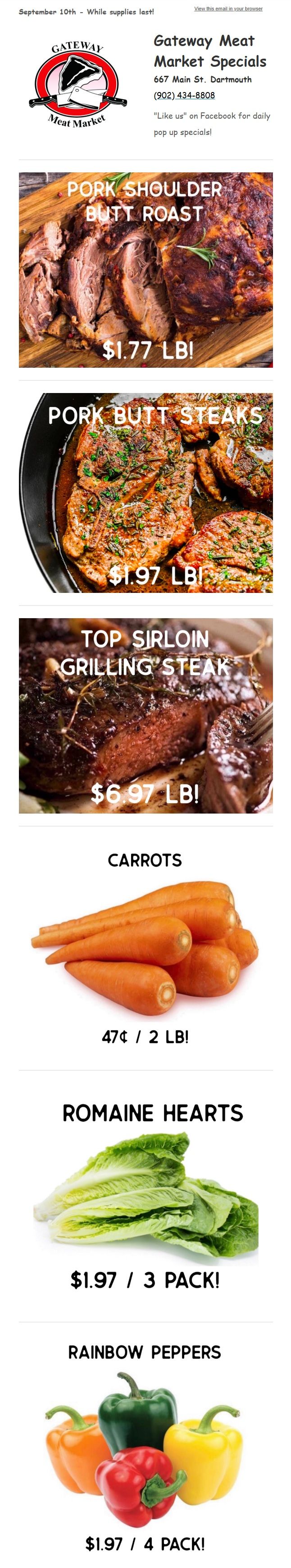 Gateway Meat Market Flyer September 10 to 16