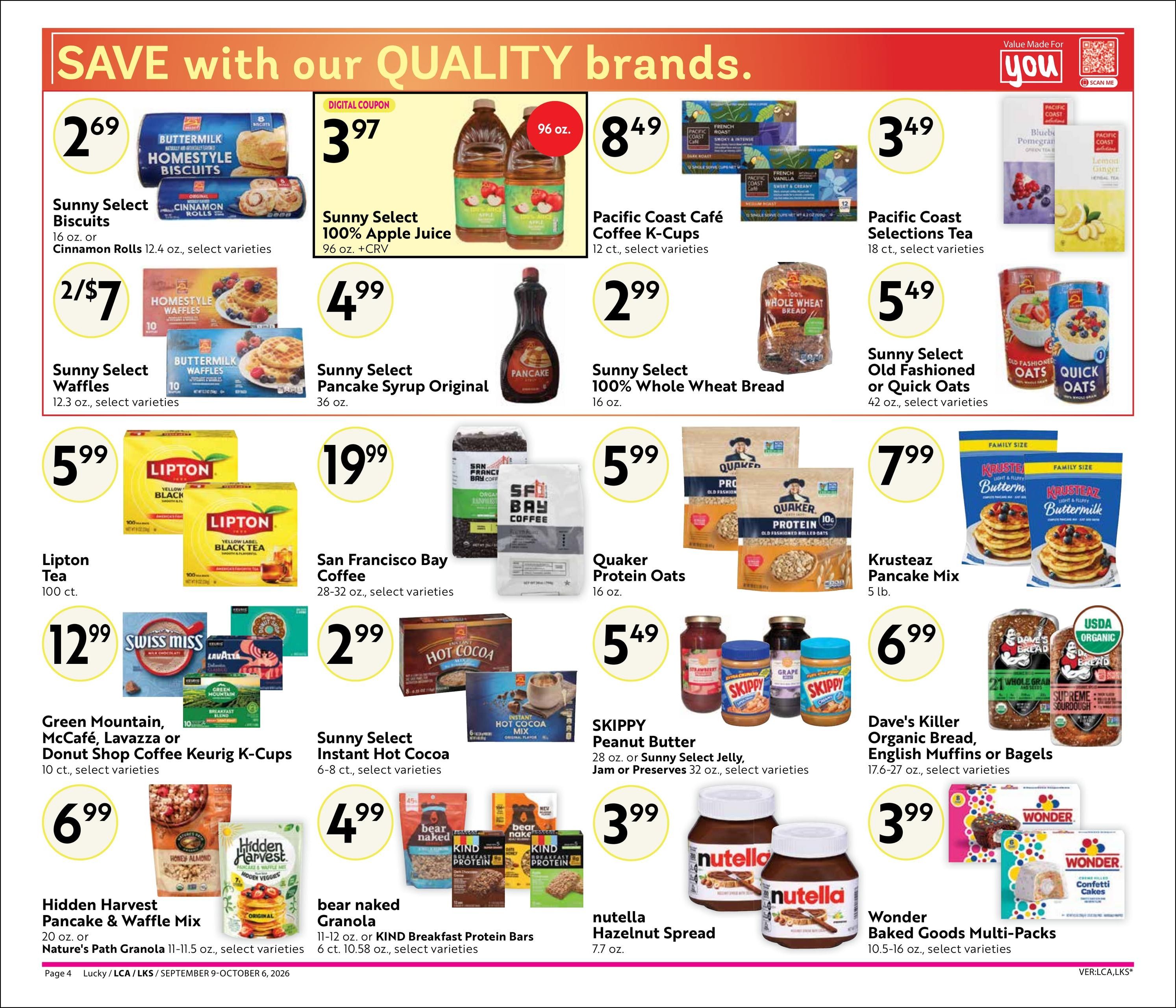 Lucky Supermarkets (Oakland-San Francisco Area, CA) Steals & Deals Weekly Ad September 9 - October 6, 2026