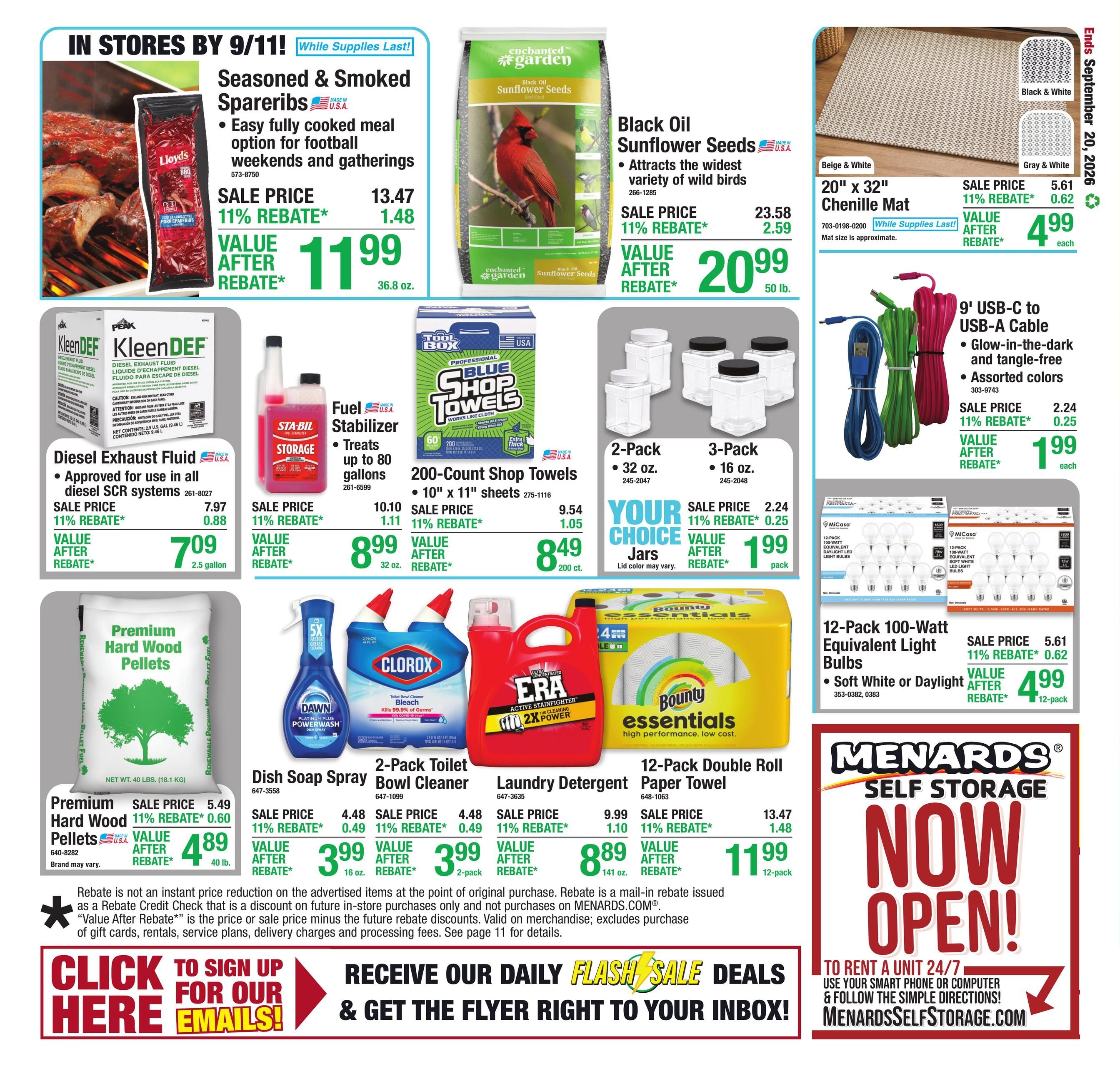 Menards (Rhodes Area, MI) 11% Rebate Sale Weekly Ad September 9 - 20, 2026