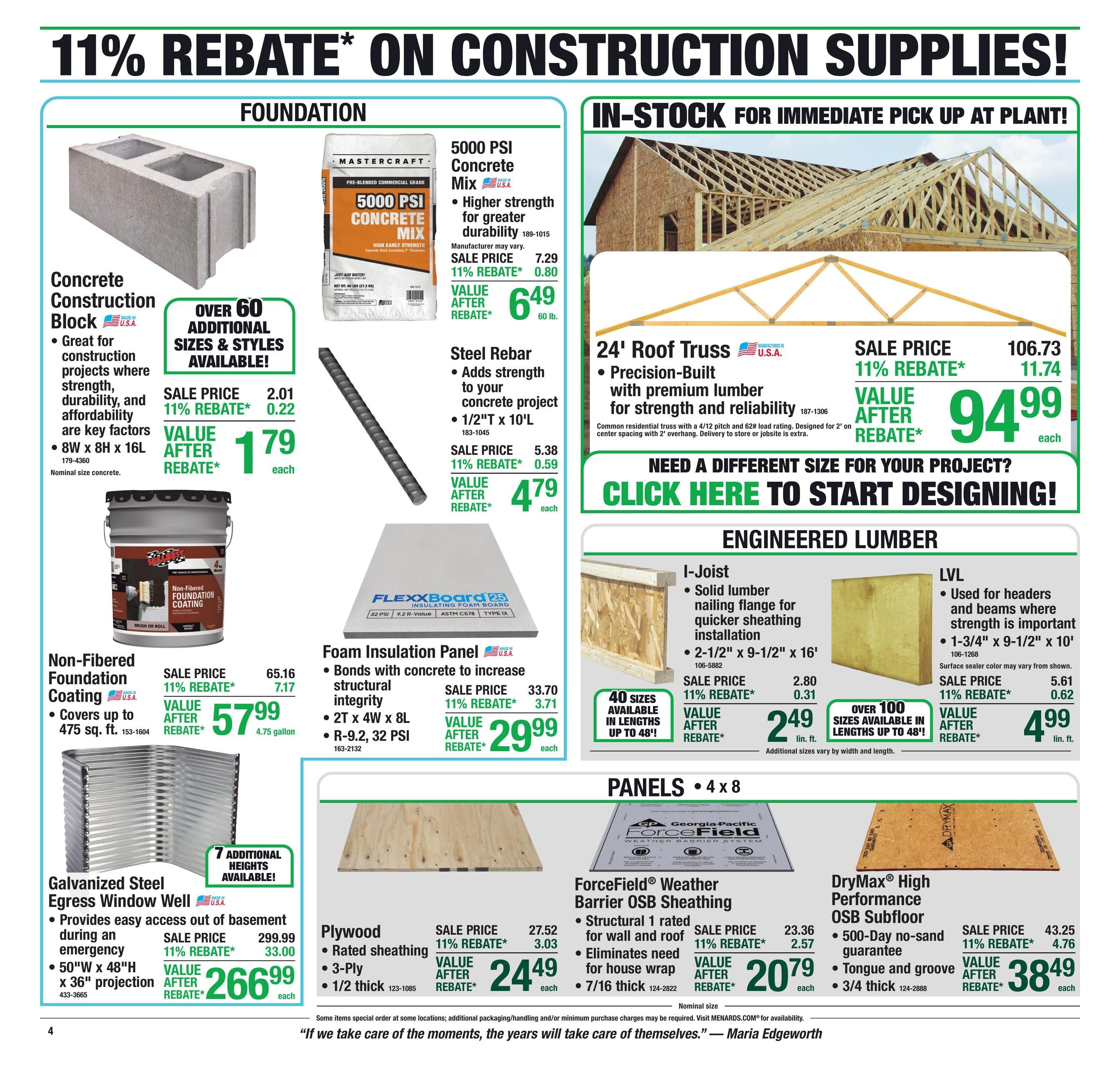 Menards (Scottsbluff Area, NE) 11% Rebate Sale Weekly Ad September 9 - 20, 2026