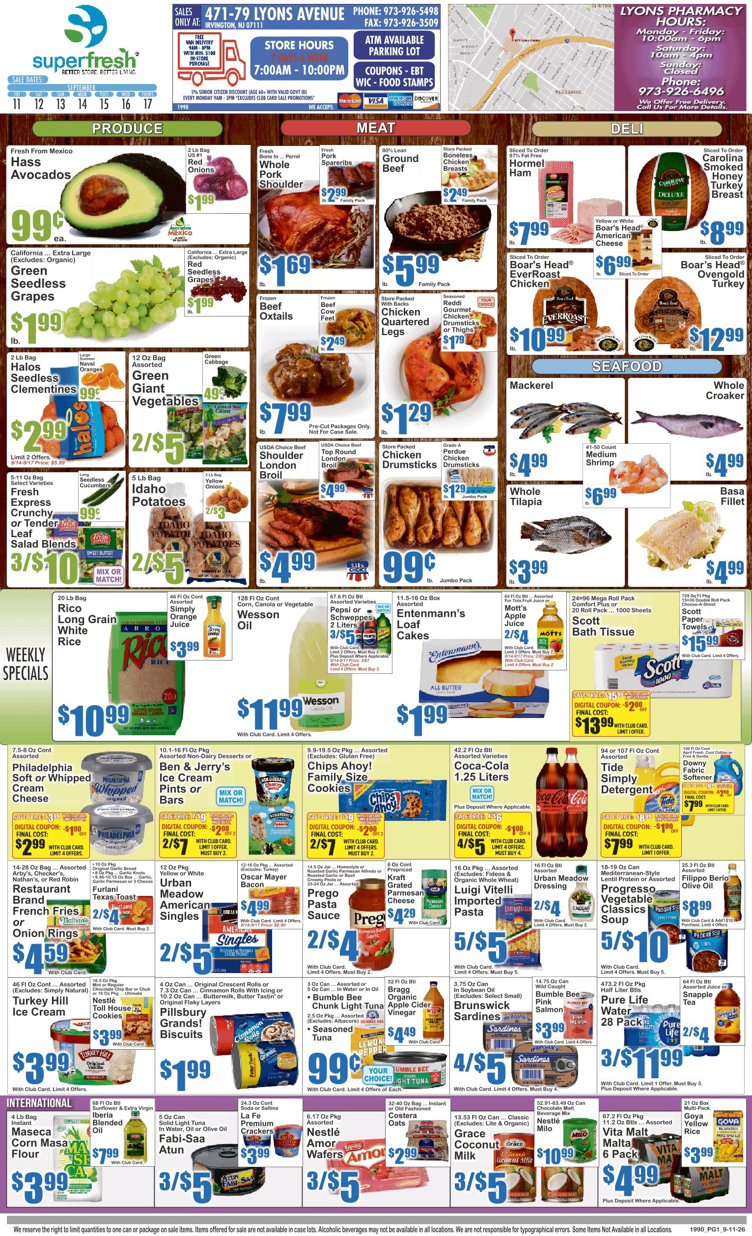 SuperFresh Supermarkets (Irvington, NJ) SuperFresh 09/11 - 09/17 Preview Weekly Ad September 11 - 17, 2026