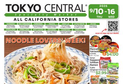 Tokyo Central and Marukai (California) Weekly Ad September 10 - 16, 2026