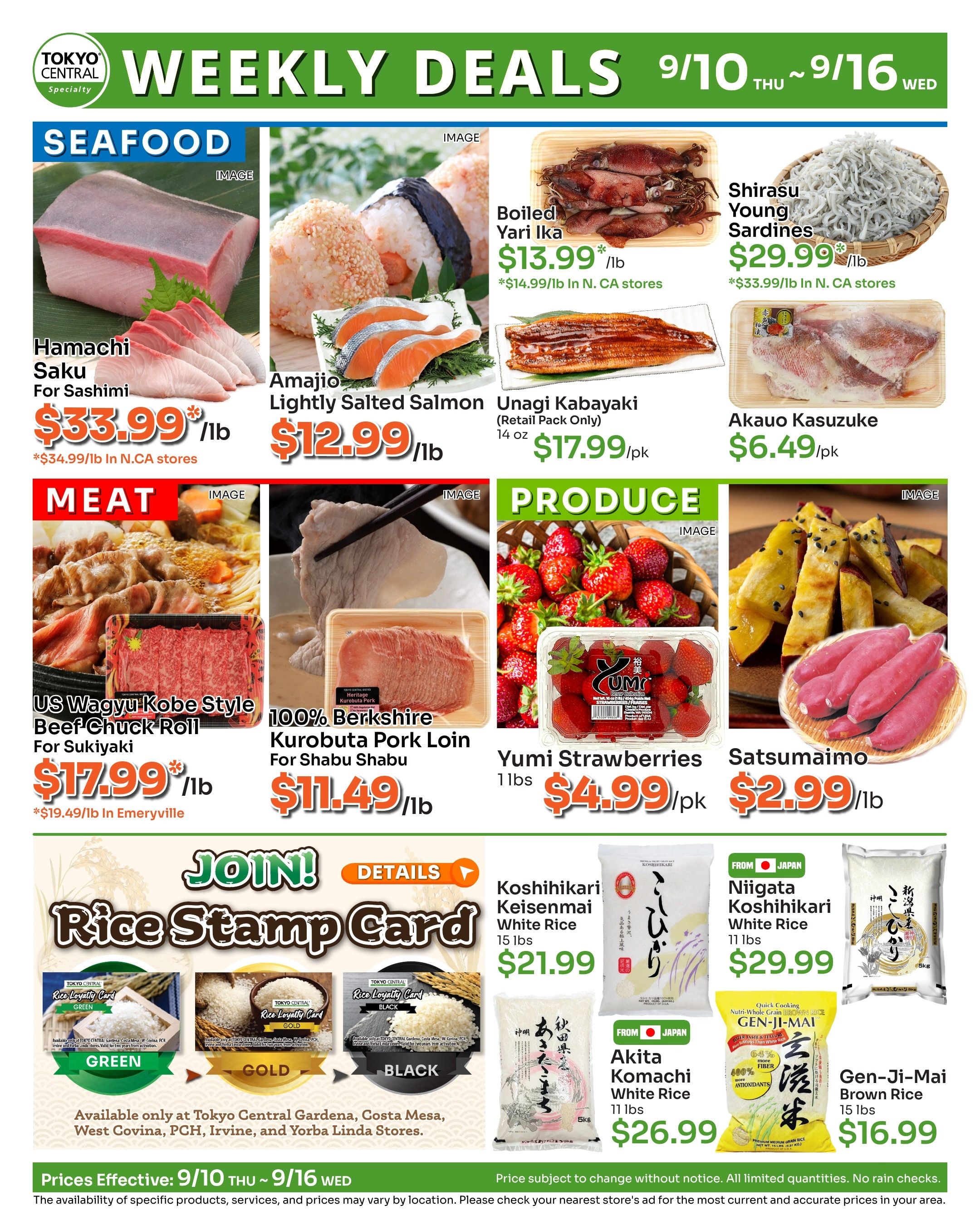 Tokyo Central and Marukai (California) Weekly Ad September 10 - 16, 2026