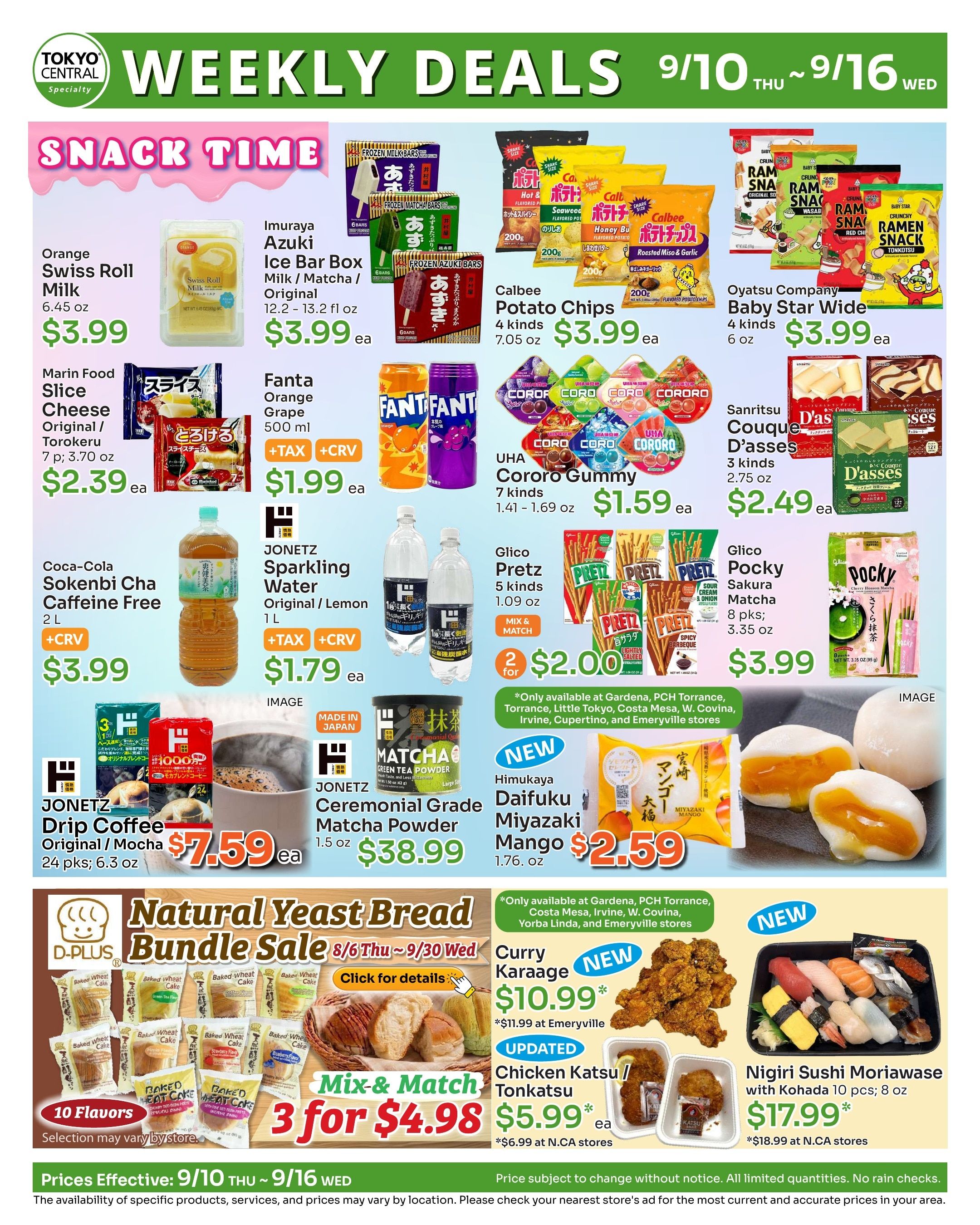 Tokyo Central and Marukai (California) Weekly Ad September 10 - 16, 2026