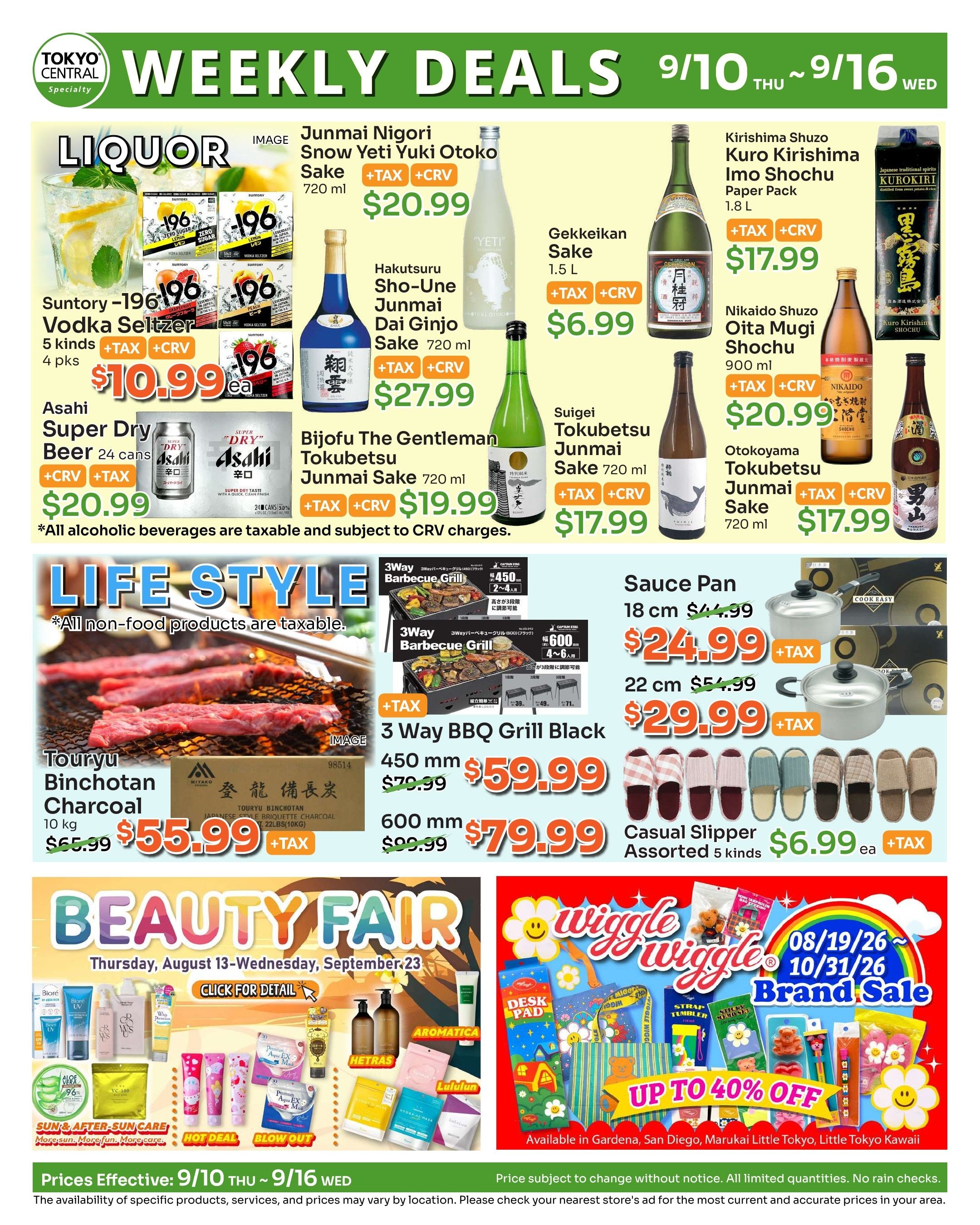 Tokyo Central and Marukai (California) Weekly Ad September 10 - 16, 2026