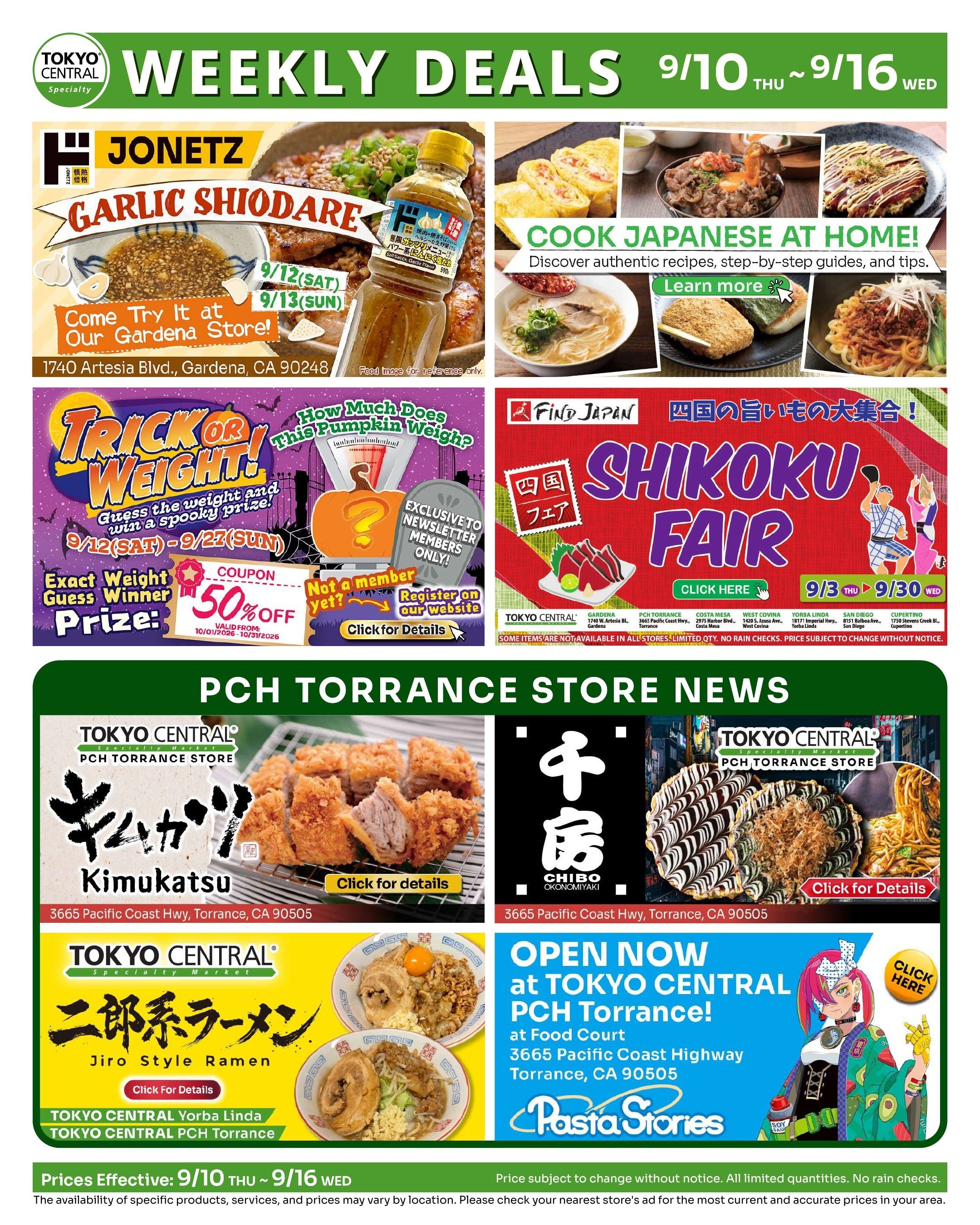 Tokyo Central and Marukai (California) Weekly Ad September 10 - 16, 2026