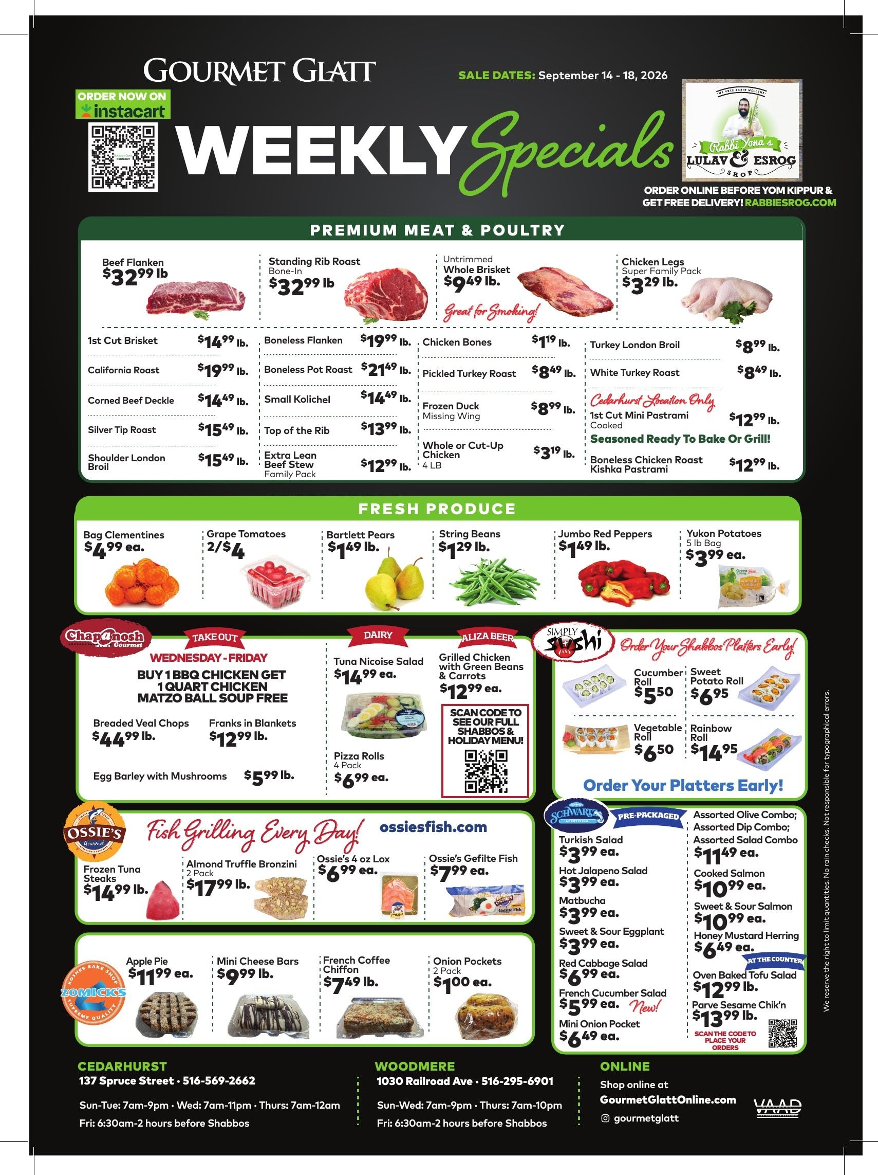 Gourmet Glatt (New York) Weekly Ad September 14 - 18, 2026
