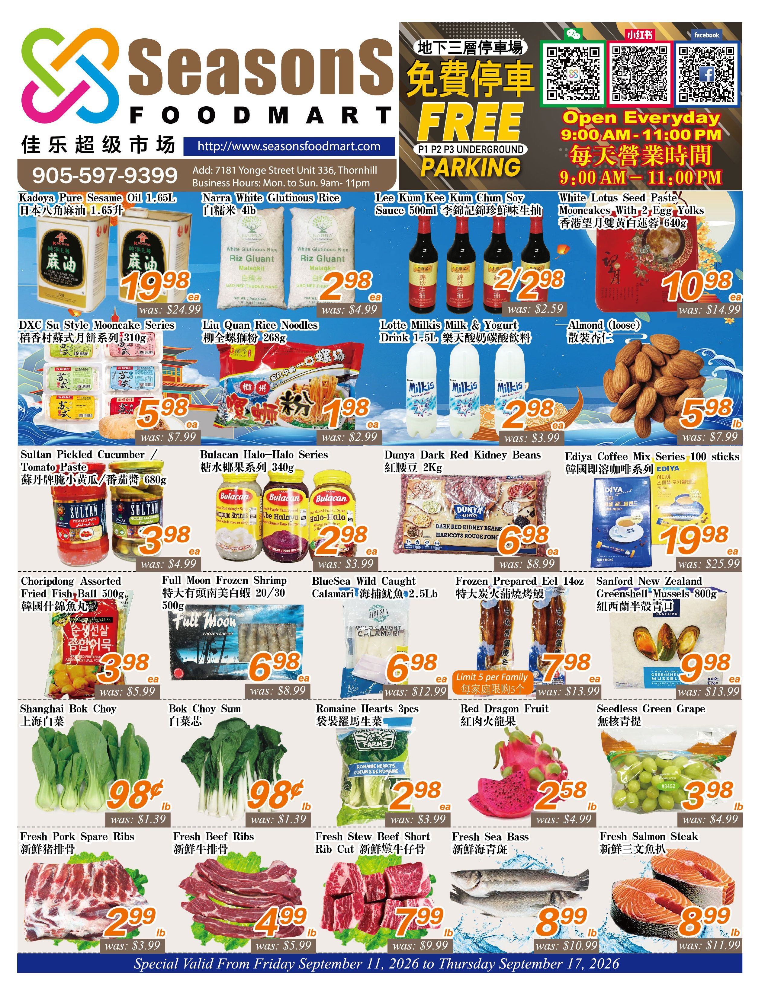 Seasons Food Mart (Thornhill) Flyer September 11 to 17