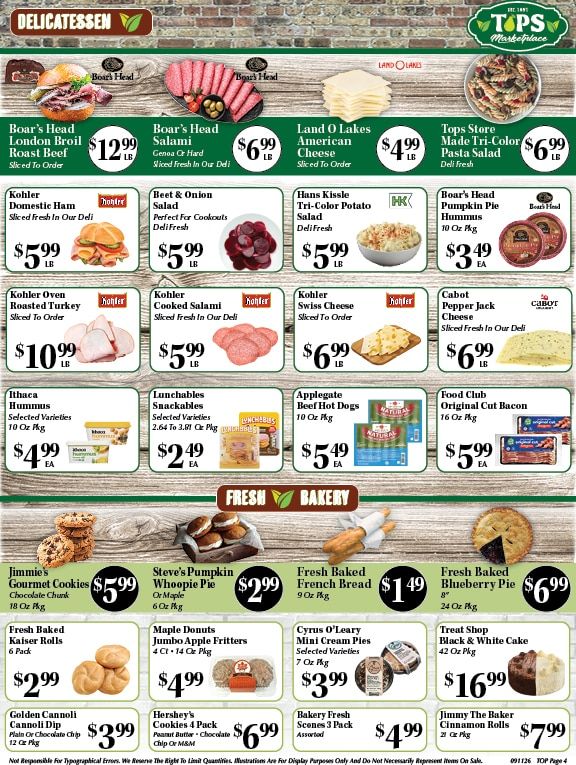 Tops Marketplace Weekly Ad September 11 - 17, 2026