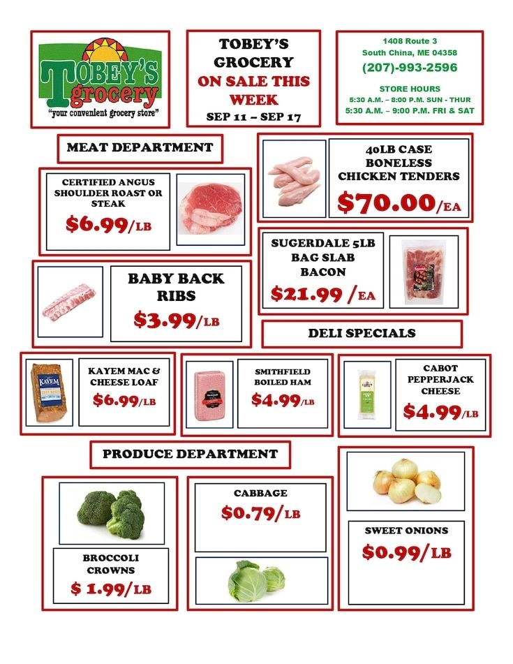 Tobey's Grocery Weekly Ad September 11 - 17, 2026