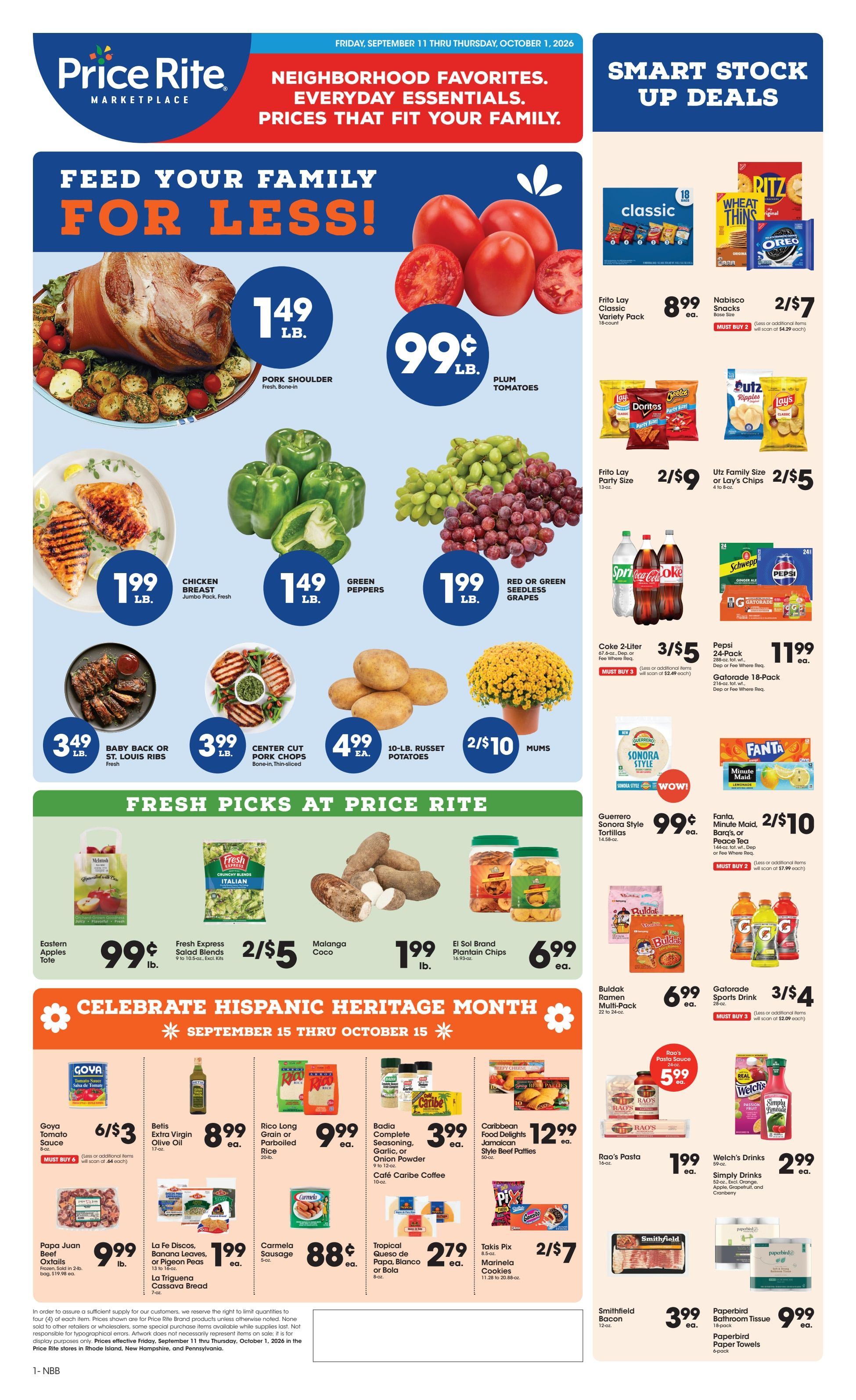Price Rite (1720 South 4th Street, Allentown, PA) Weekly Ad September 11 - October 1, 2026