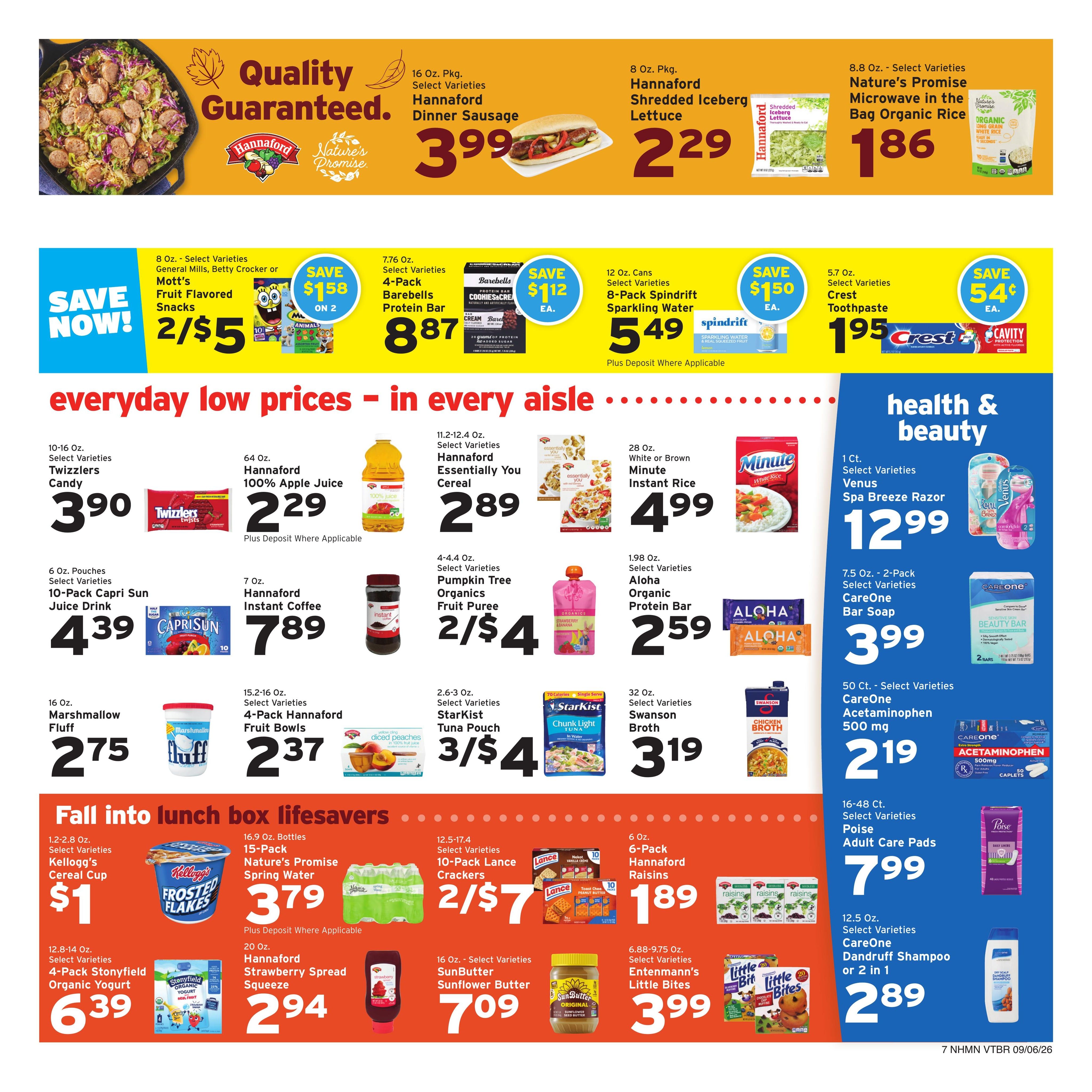 Hannaford (Brattleboro Area, VT) Week 37 Weekly Ad September 6 - 12, 2026