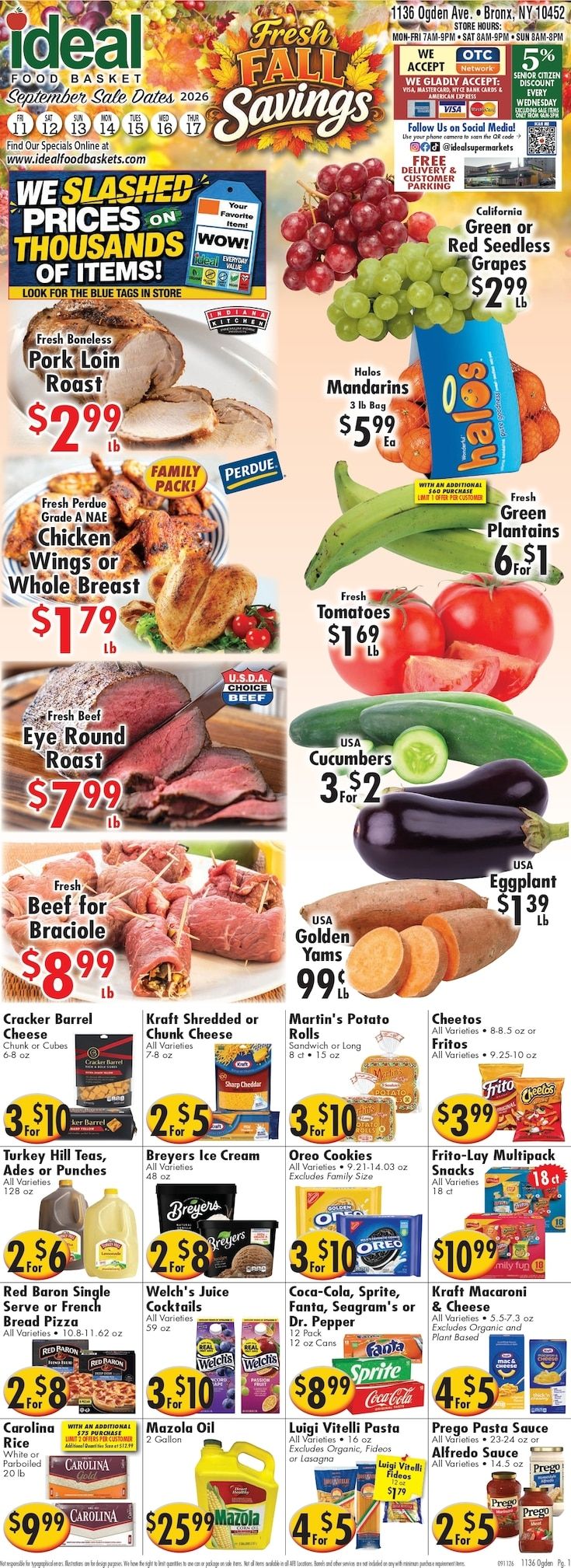 Ideal Food Basket (Bronx, NY) Weekly Ad September 11 - 17, 2026