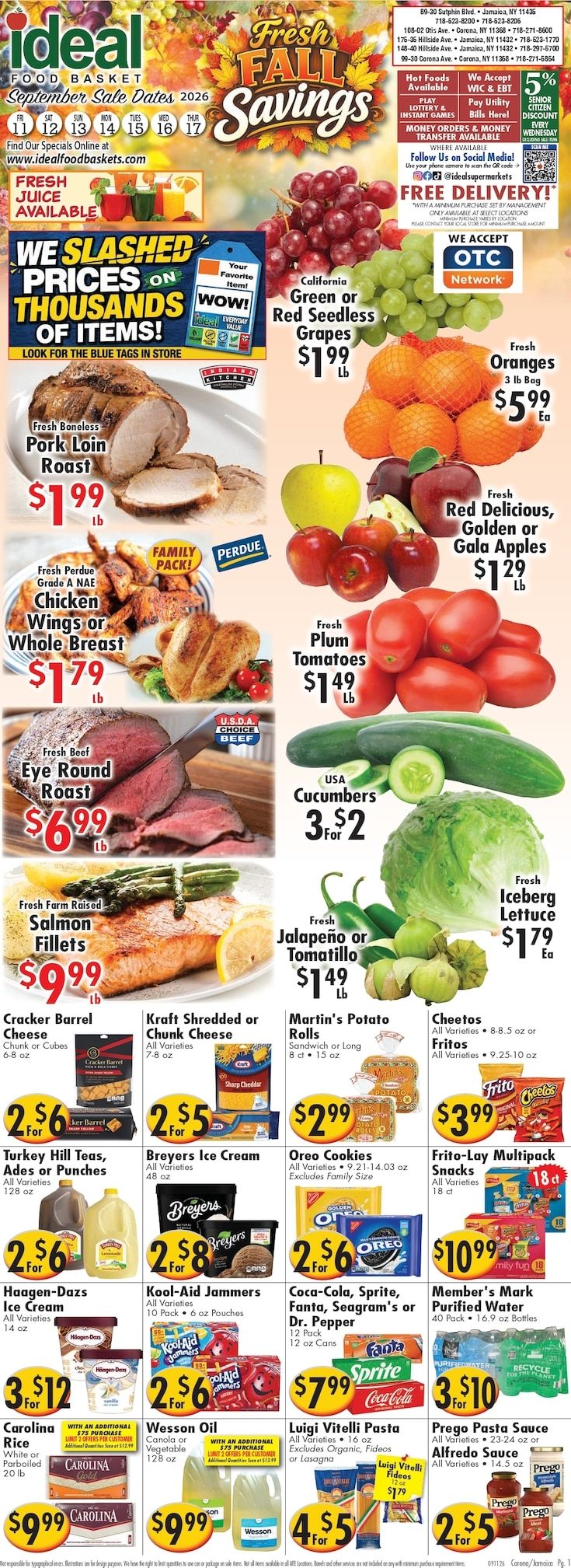 Ideal Food Basket (Corona and Jamaica, NY) Weekly Ad September 11 - 17, 2026