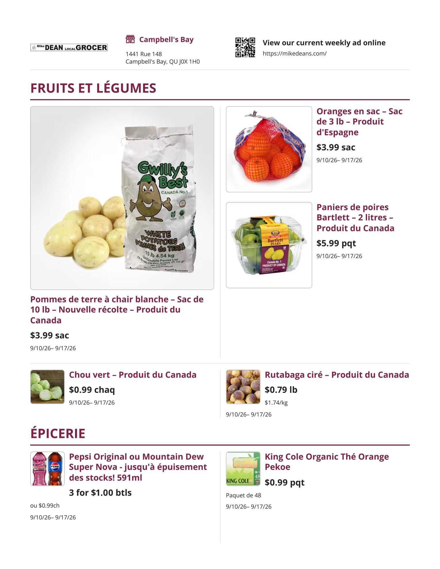 Mike Dean Local Grocer Flyer September 10 to 17