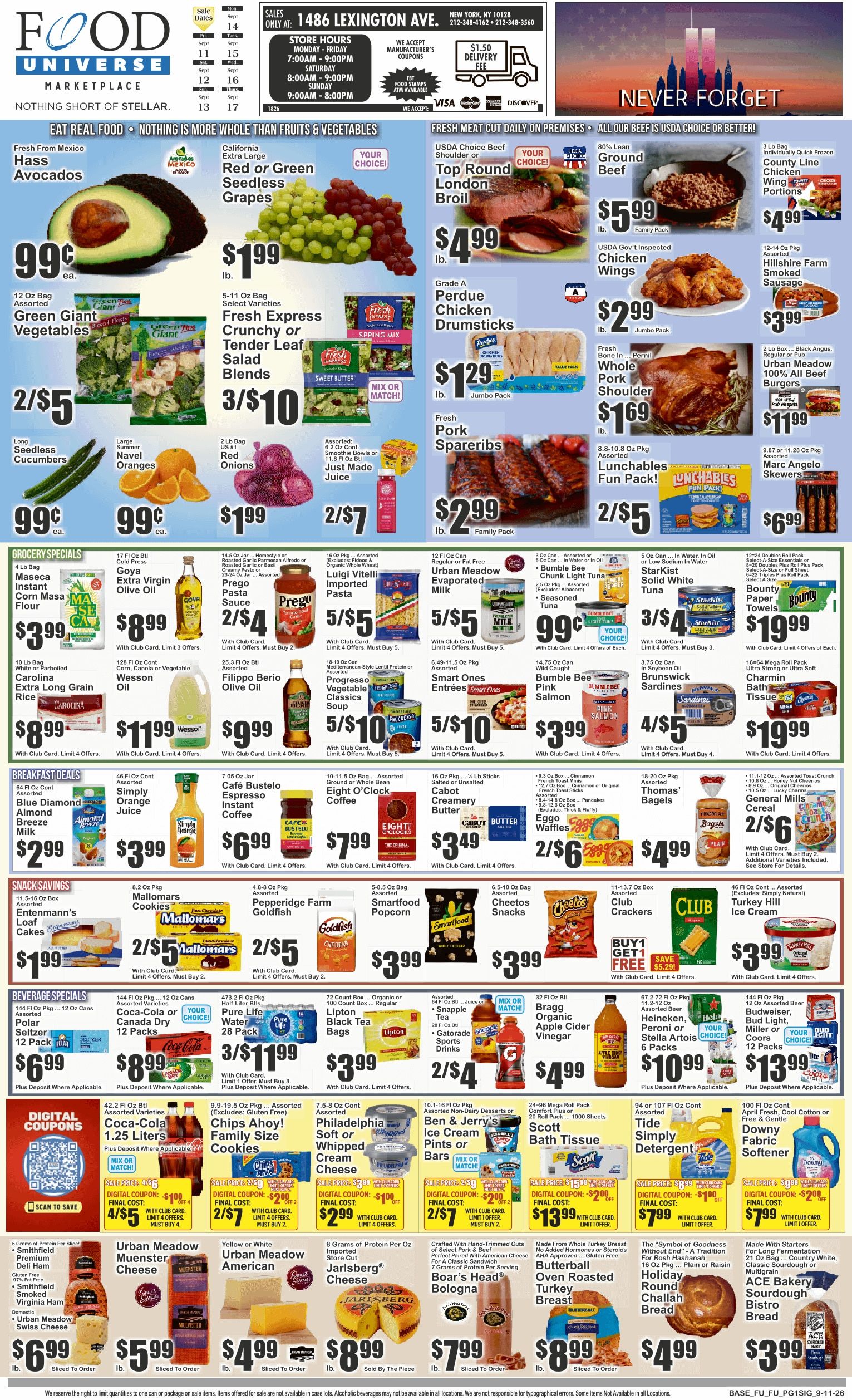 Food Universe (1486 Lexington Ave., New York, NY) Weekly Ad September 11 - 17, 2026